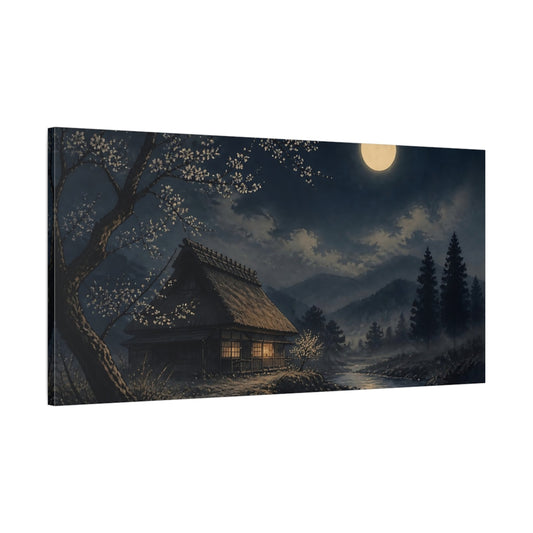 Main Mockup. Moonlit Thatched Farmhouse shown as canvas print