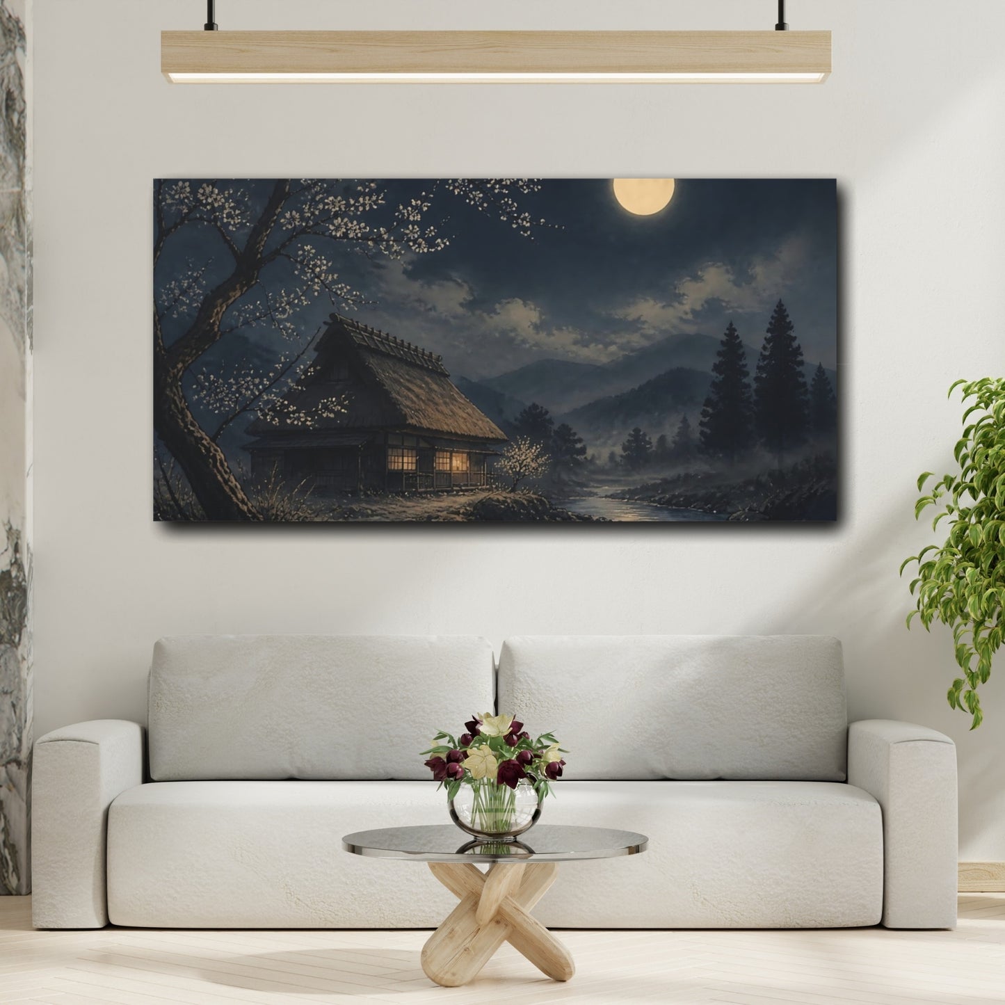 Mockup 2. Moonlit Thatched Farmhouse shown as canvas print