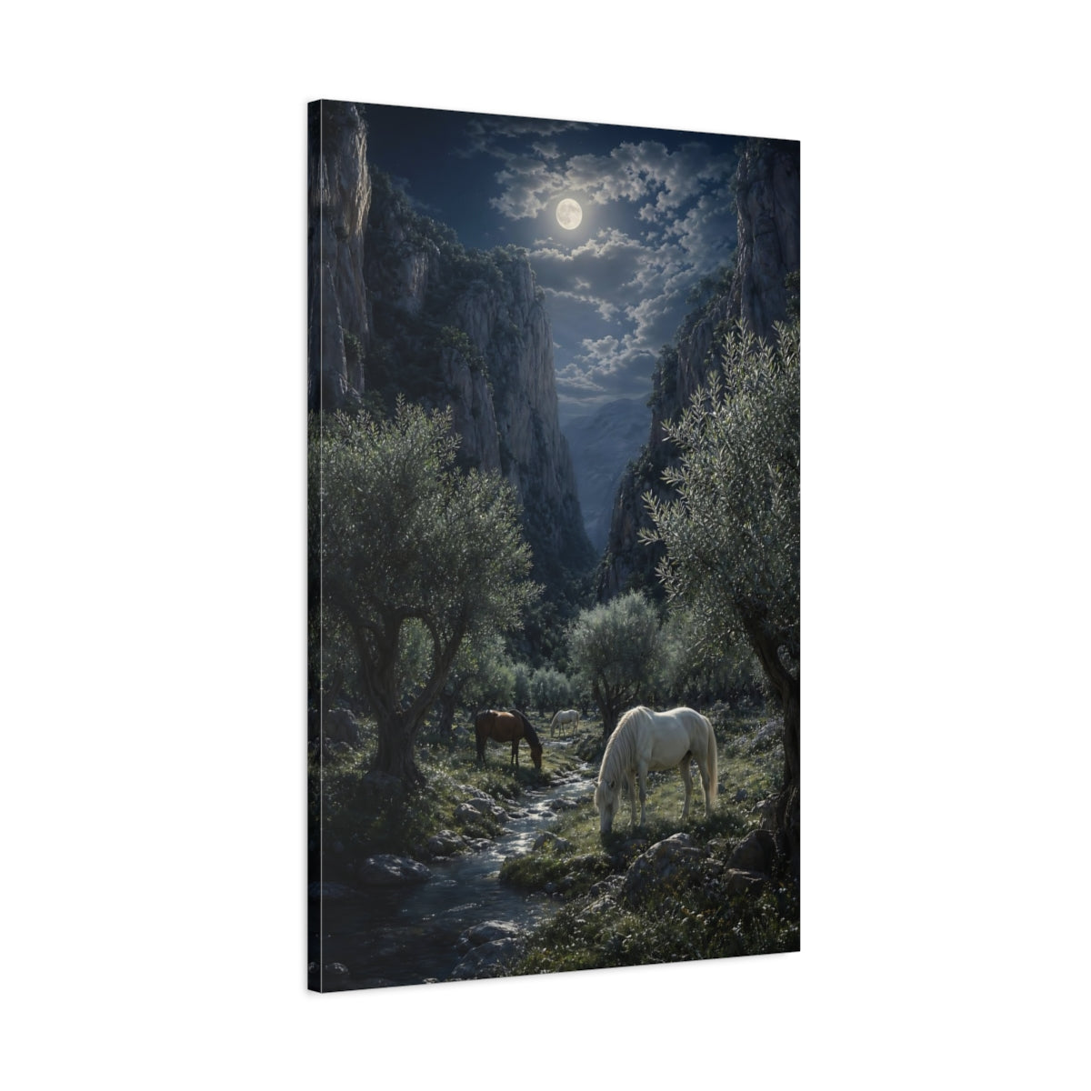 Main Mockup. Moonlit Valley Horses shown as canvas print