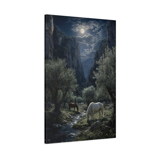 Main Mockup. Moonlit Valley Horses shown as canvas print