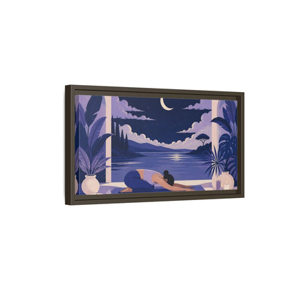 Side Mockup 7. Moonlit Yoga Rest shown as framed canvas print