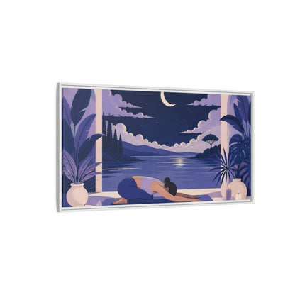 Side Mockup 3. Moonlit Yoga Rest shown as framed canvas print