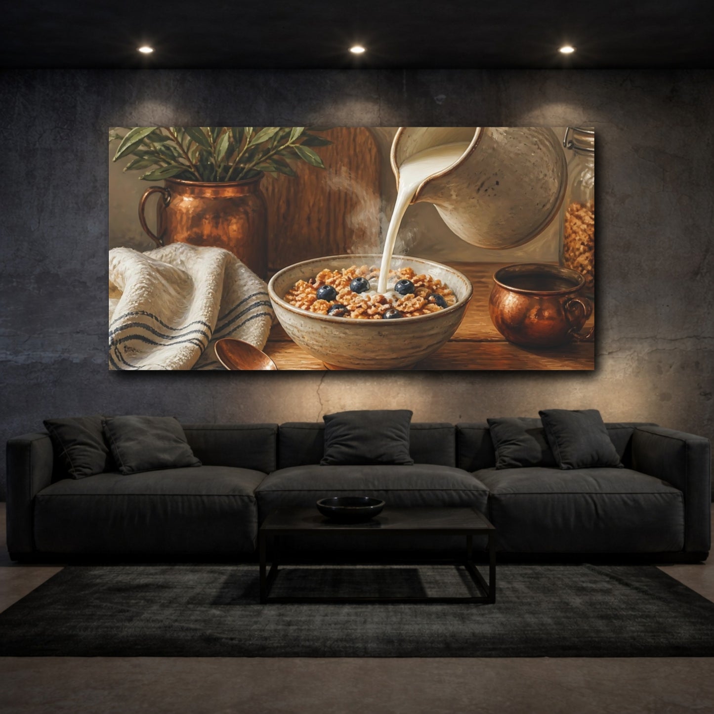 Mockup 3. Morning Cereal With Blueberries shown as canvas print