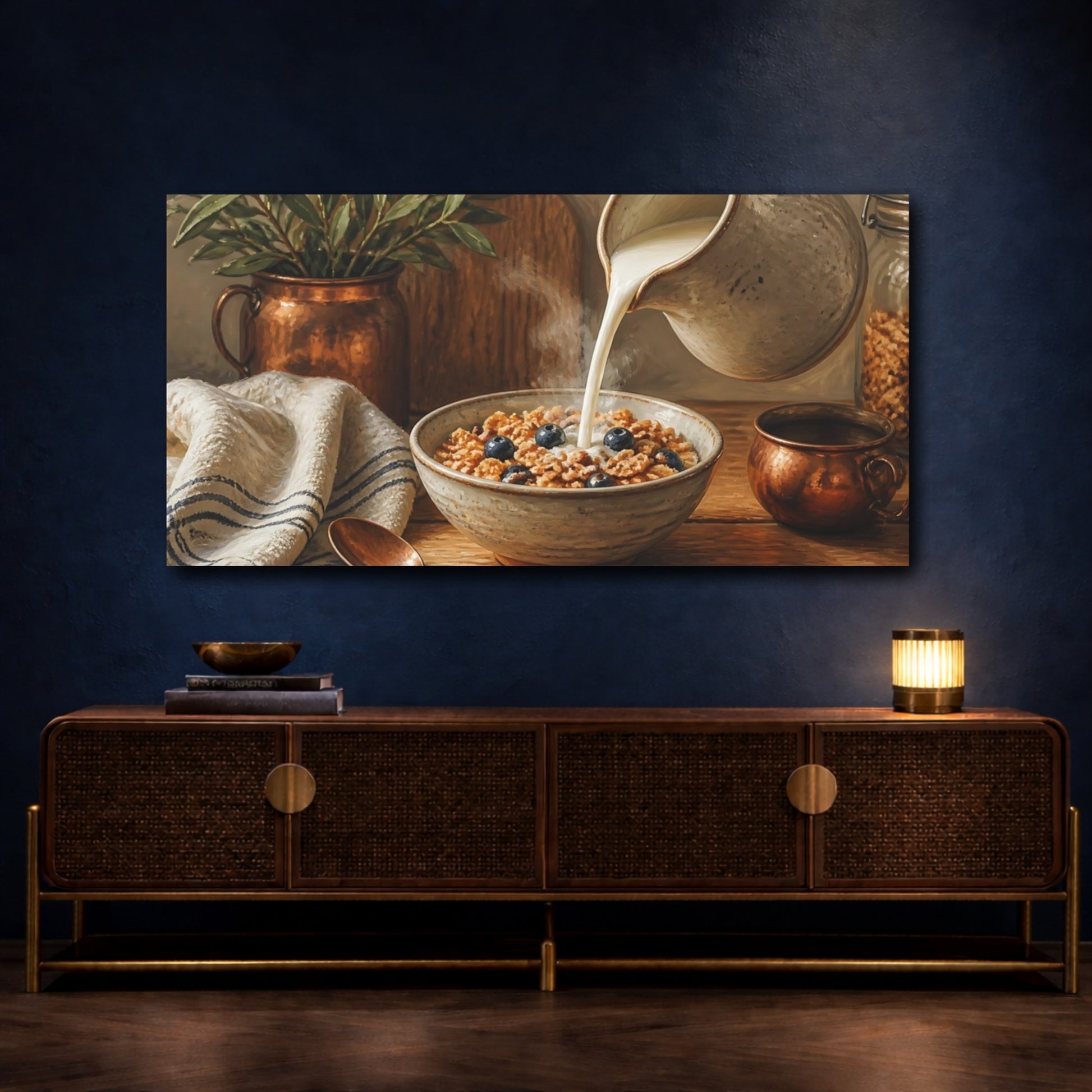 Mockup 4. Morning Cereal With Blueberries shown as canvas print
