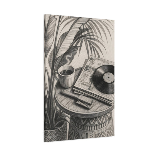 Main Mockup. Morning Coffee & Vinyl shown as canvas print