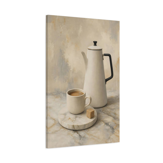 Main Mockup. Morning Coffee Still Life shown as canvas print