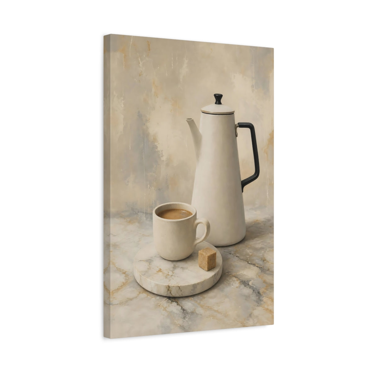 Side Mockup 3. Morning Coffee Still Life shown as canvas print