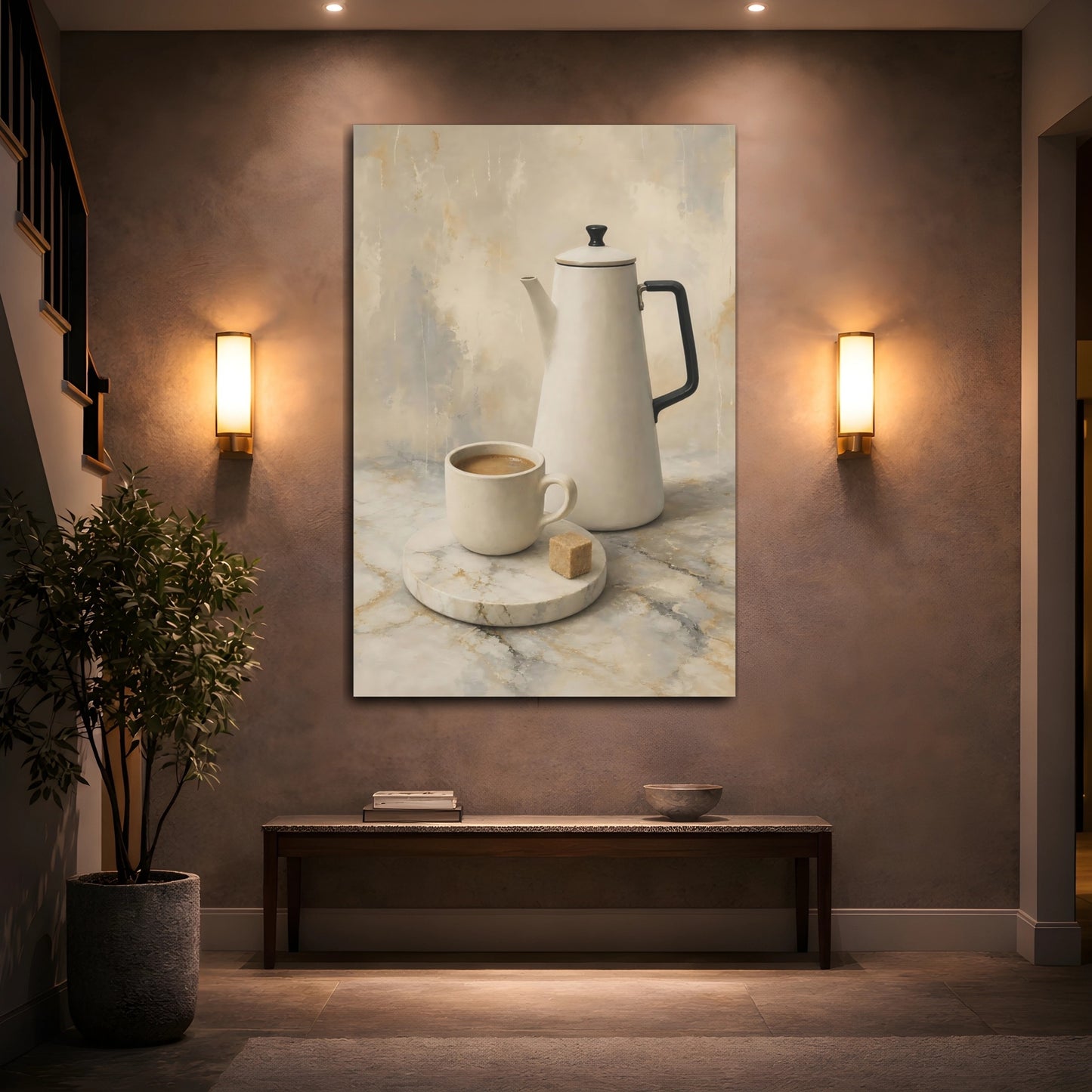 Mockup 2. Morning Coffee Still Life shown as canvas print