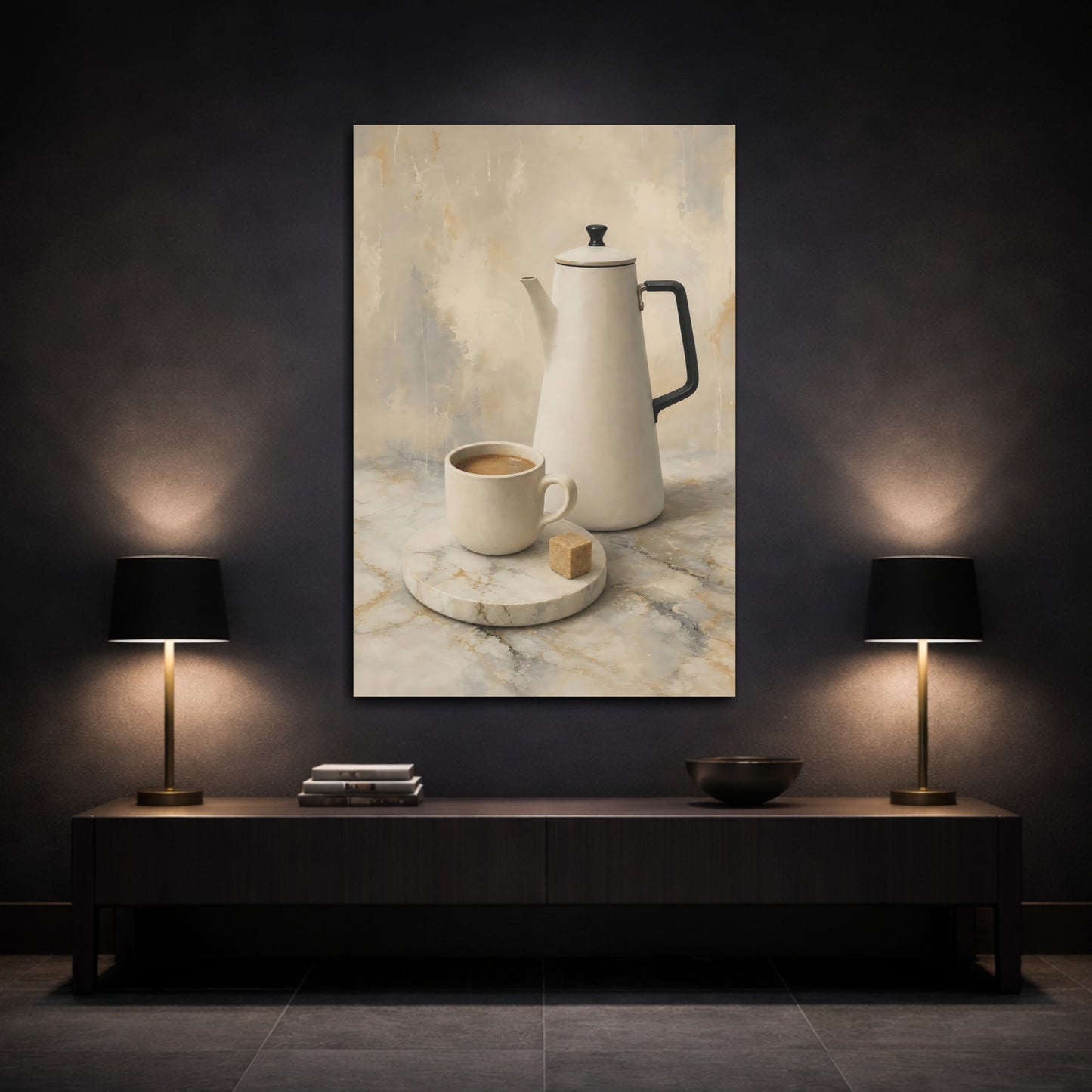 Mockup 3. Morning Coffee Still Life shown as canvas print