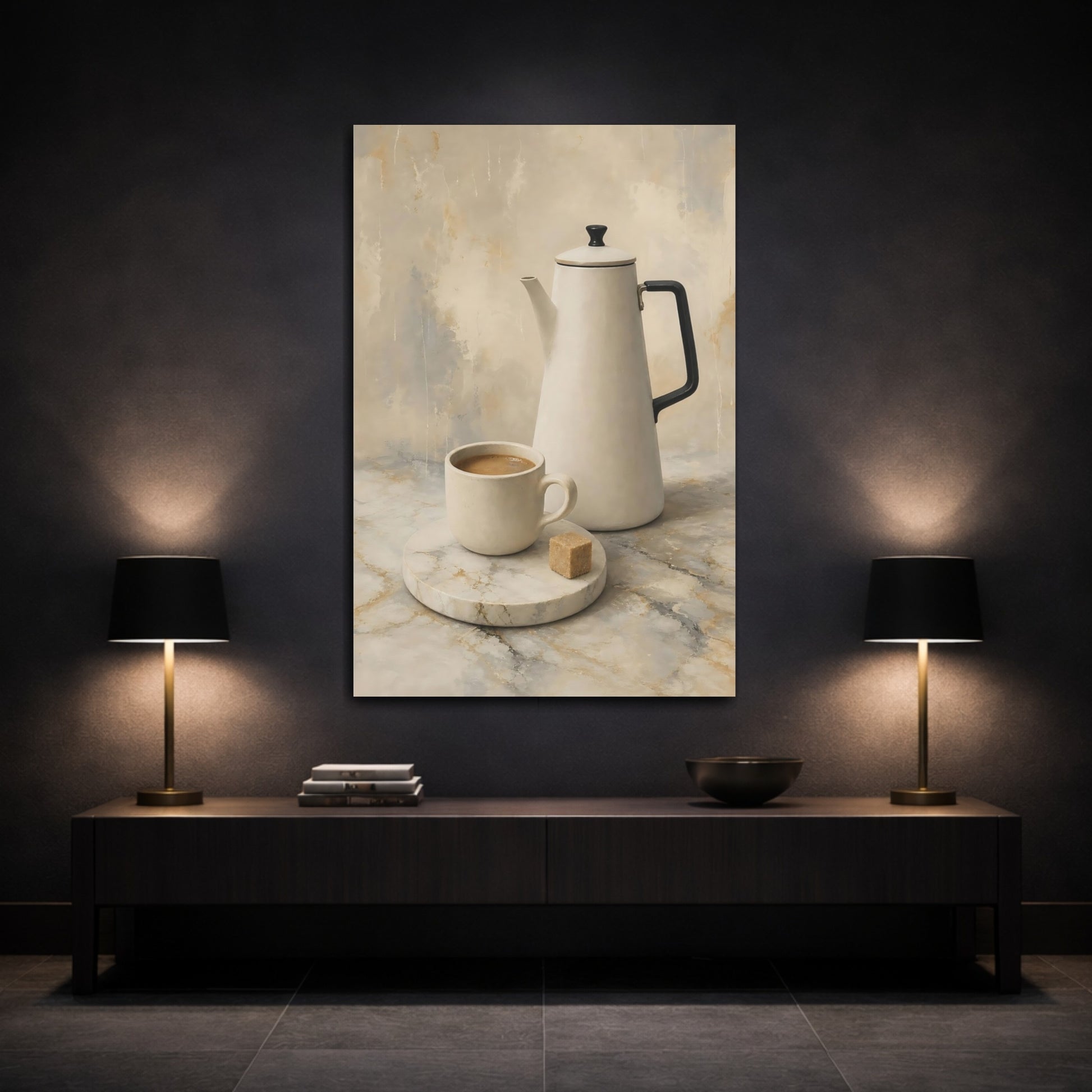 Mockup 3. Morning Coffee Still Life shown as canvas print