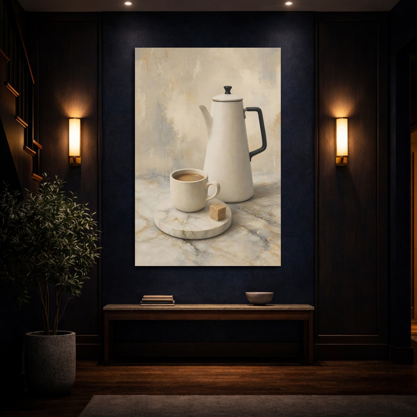 Mockup 4. Morning Coffee Still Life shown as canvas print