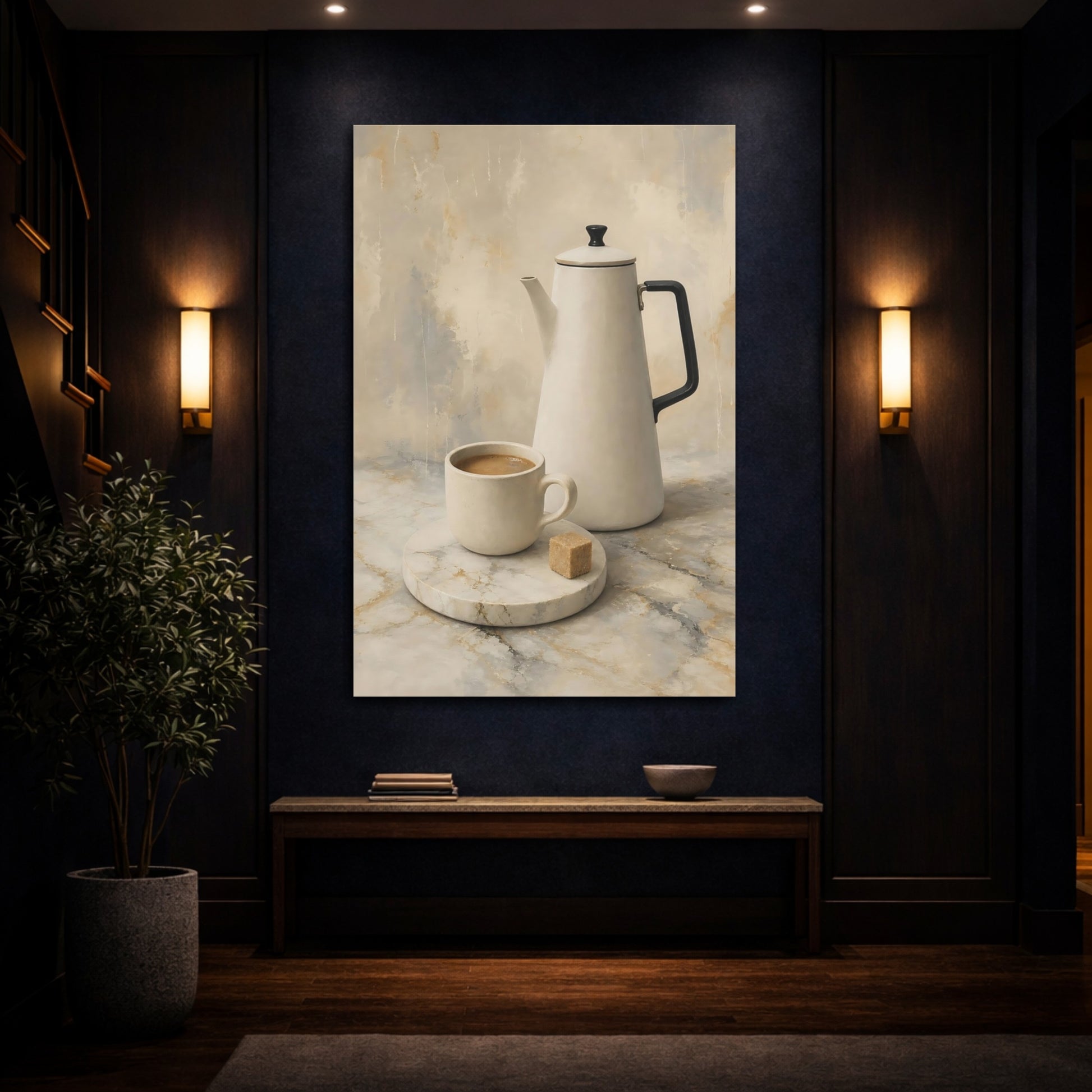 Mockup 4. Morning Coffee Still Life shown as canvas print
