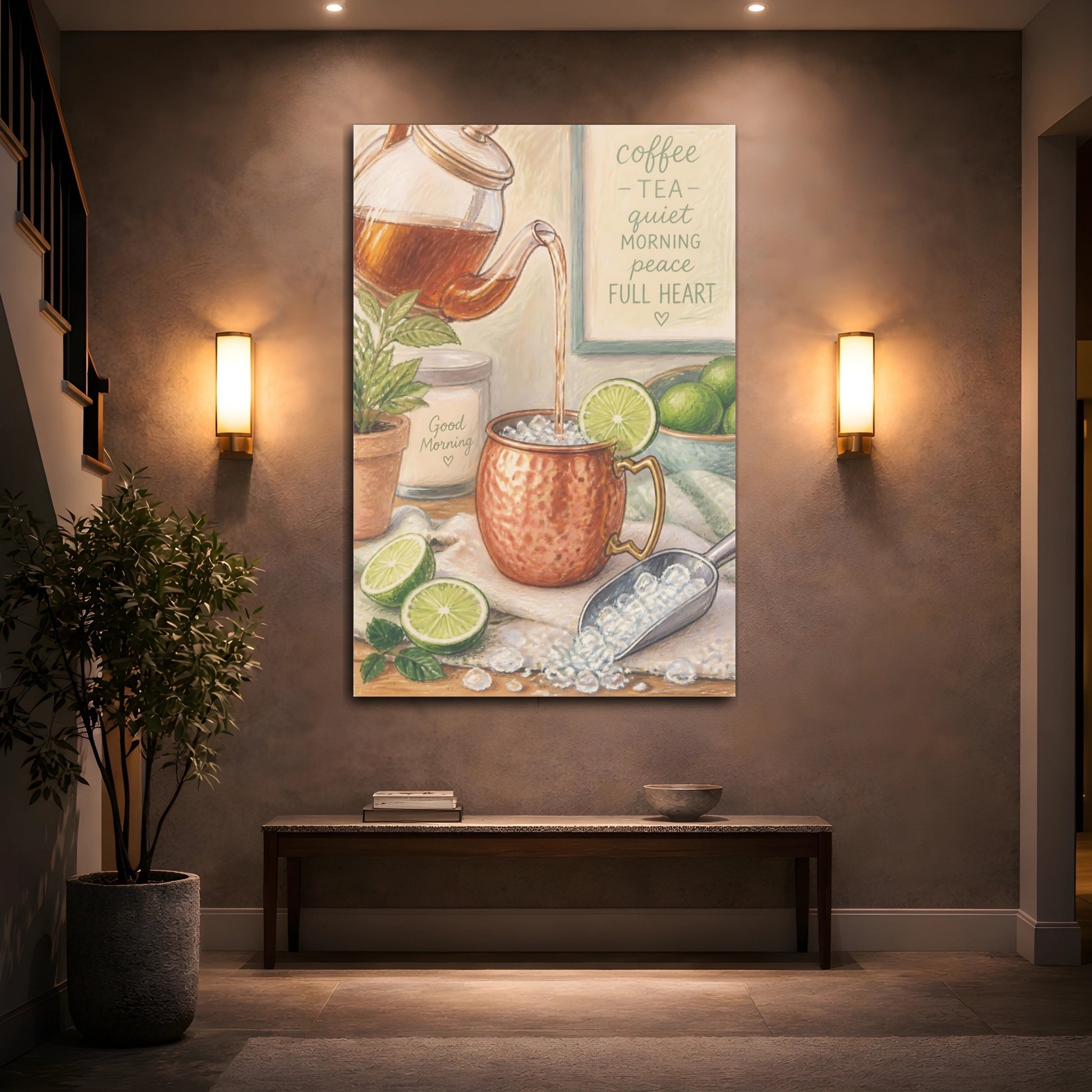 Mockup 2. Morning Copper Mug With Lime shown as canvas print