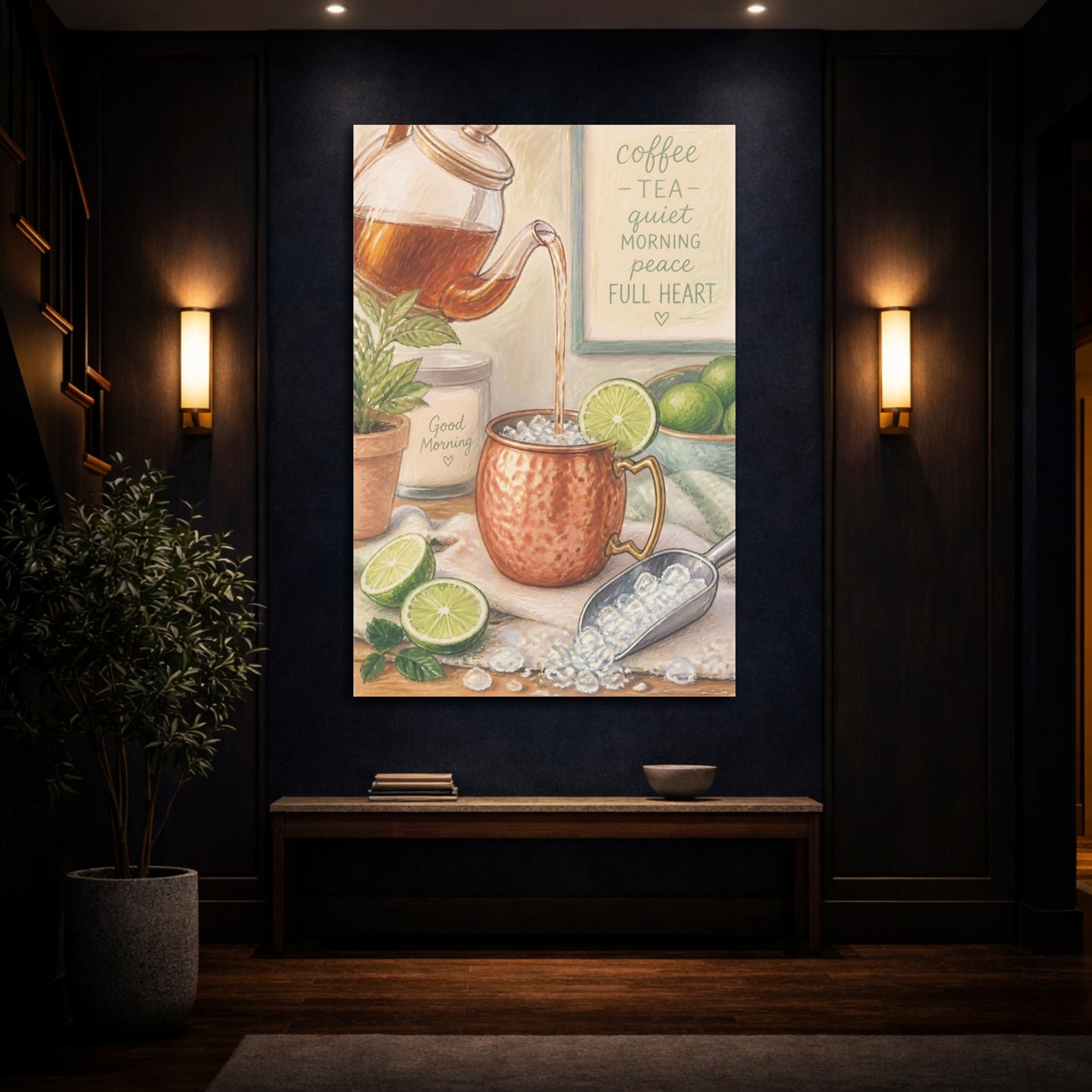 Mockup 4. Morning Copper Mug With Lime shown as canvas print