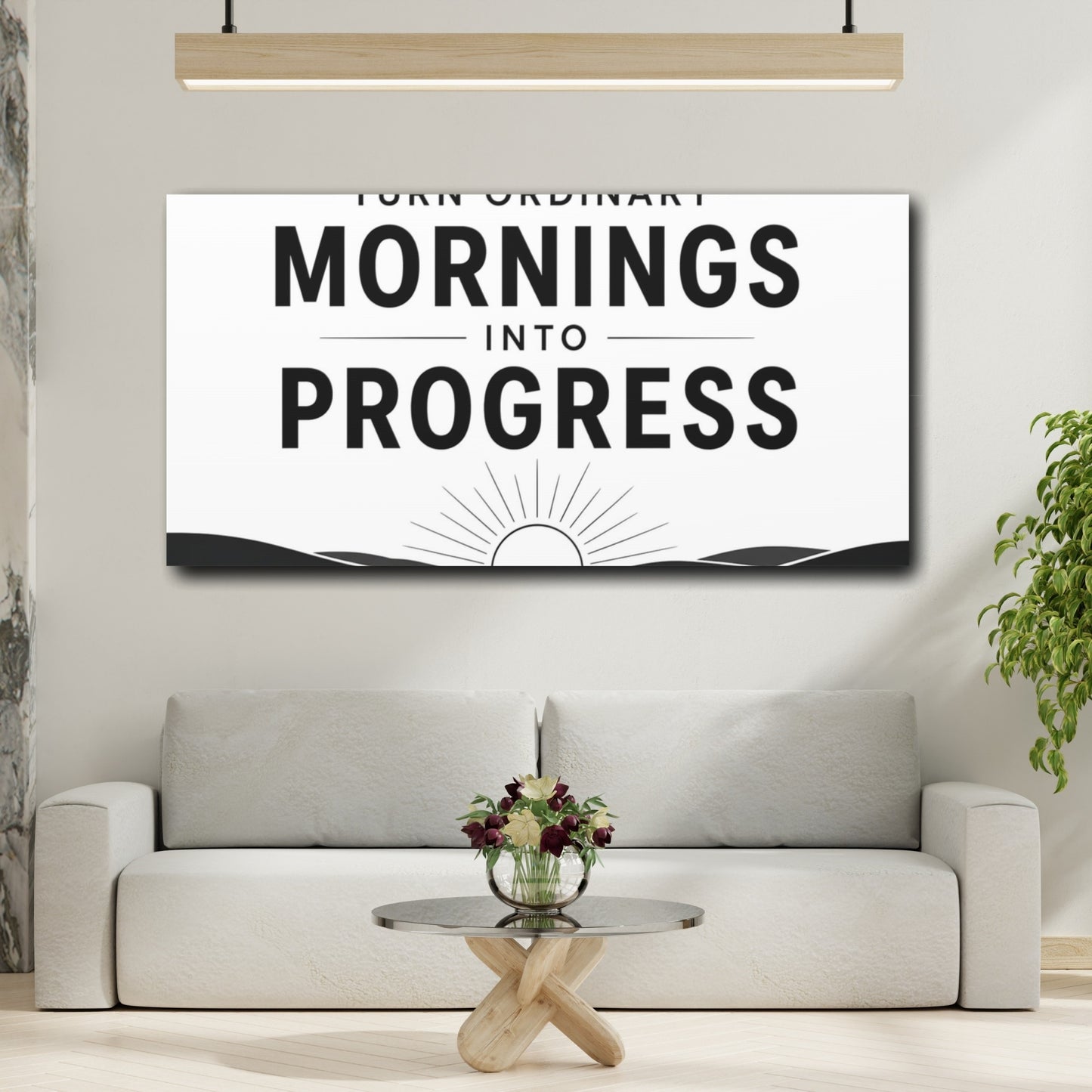 Mockup 2. Morning Progress Quote shown as canvas print