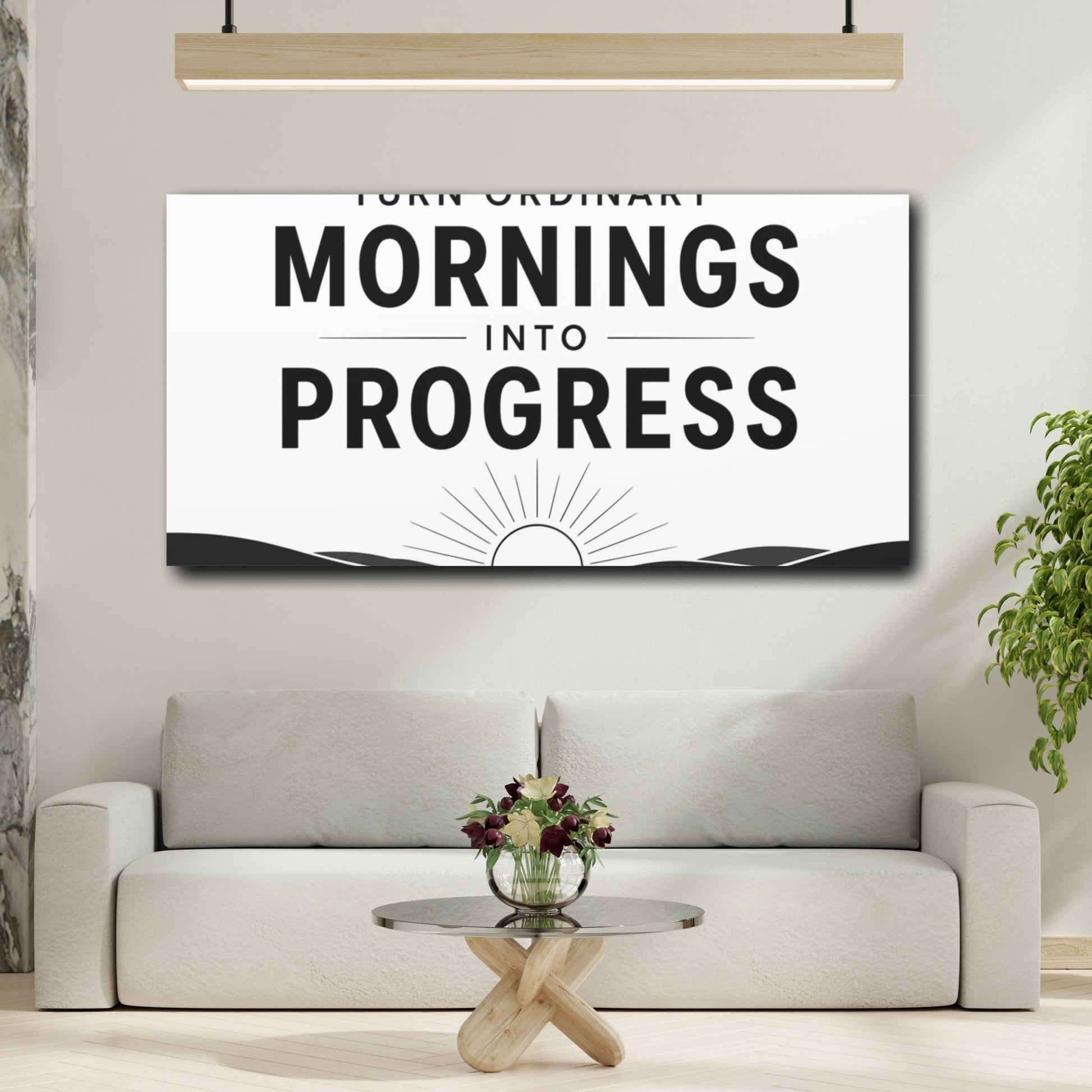 Mockup 2. Morning Progress Quote shown as canvas print