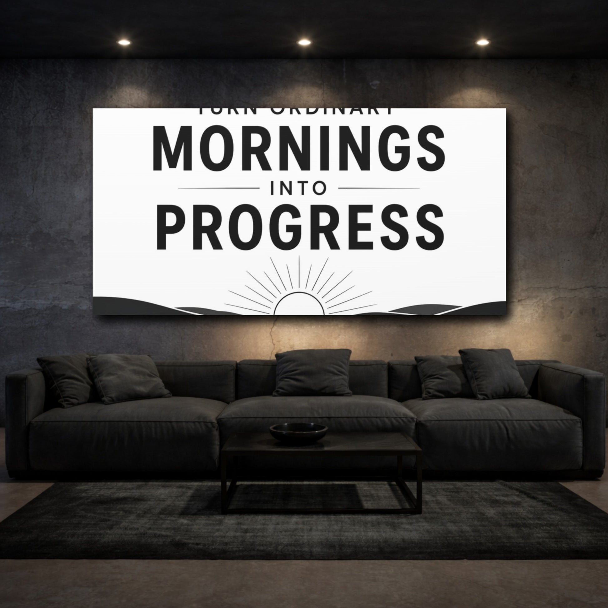 Mockup 3. Morning Progress Quote shown as canvas print