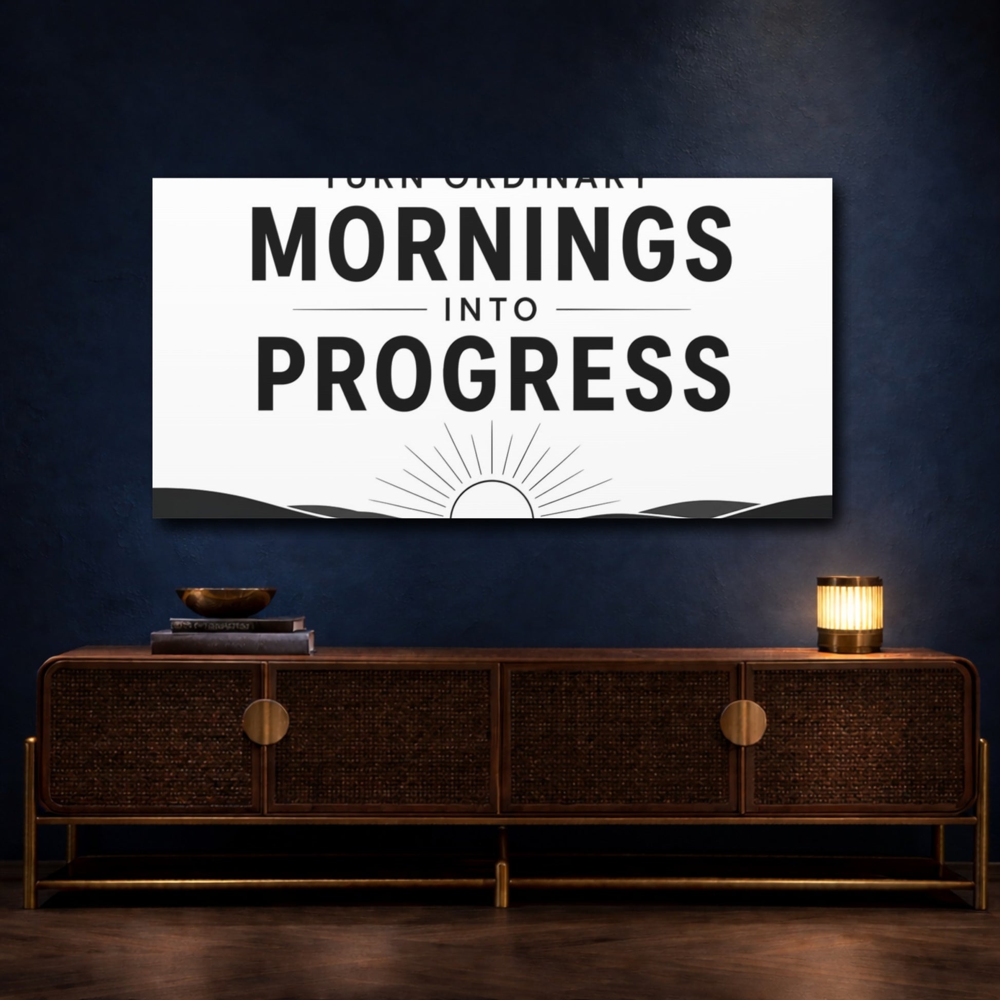 Mockup 4. Morning Progress Quote shown as canvas print