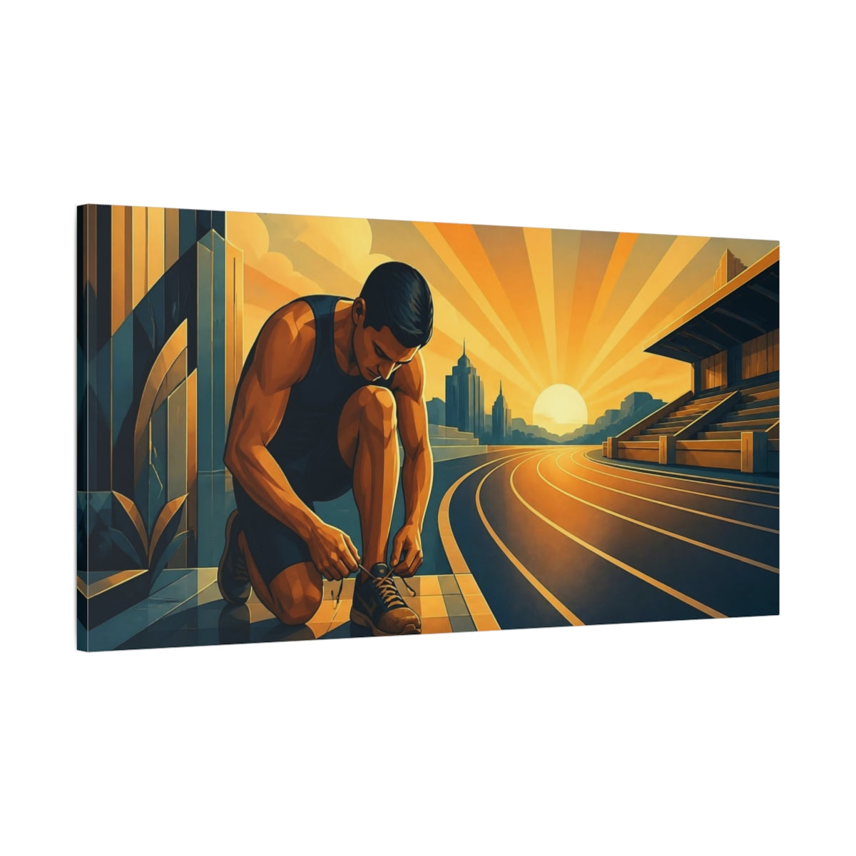 Main Mockup. Morning Runner Motivation shown as canvas print
