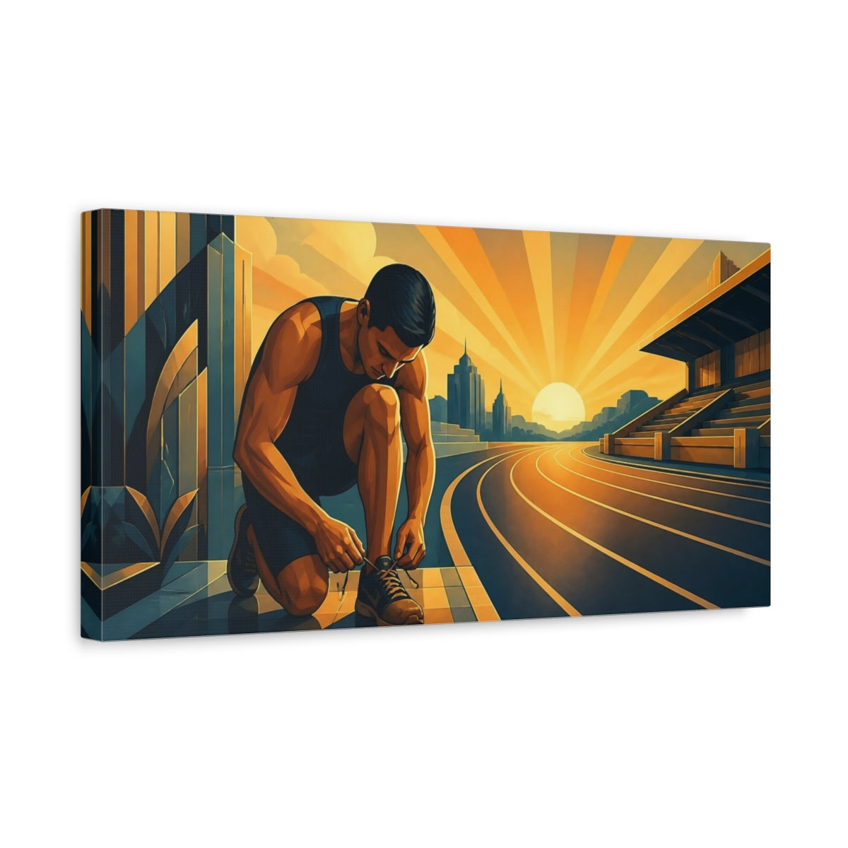 Side Mockup 3. Morning Runner Motivation shown as canvas print