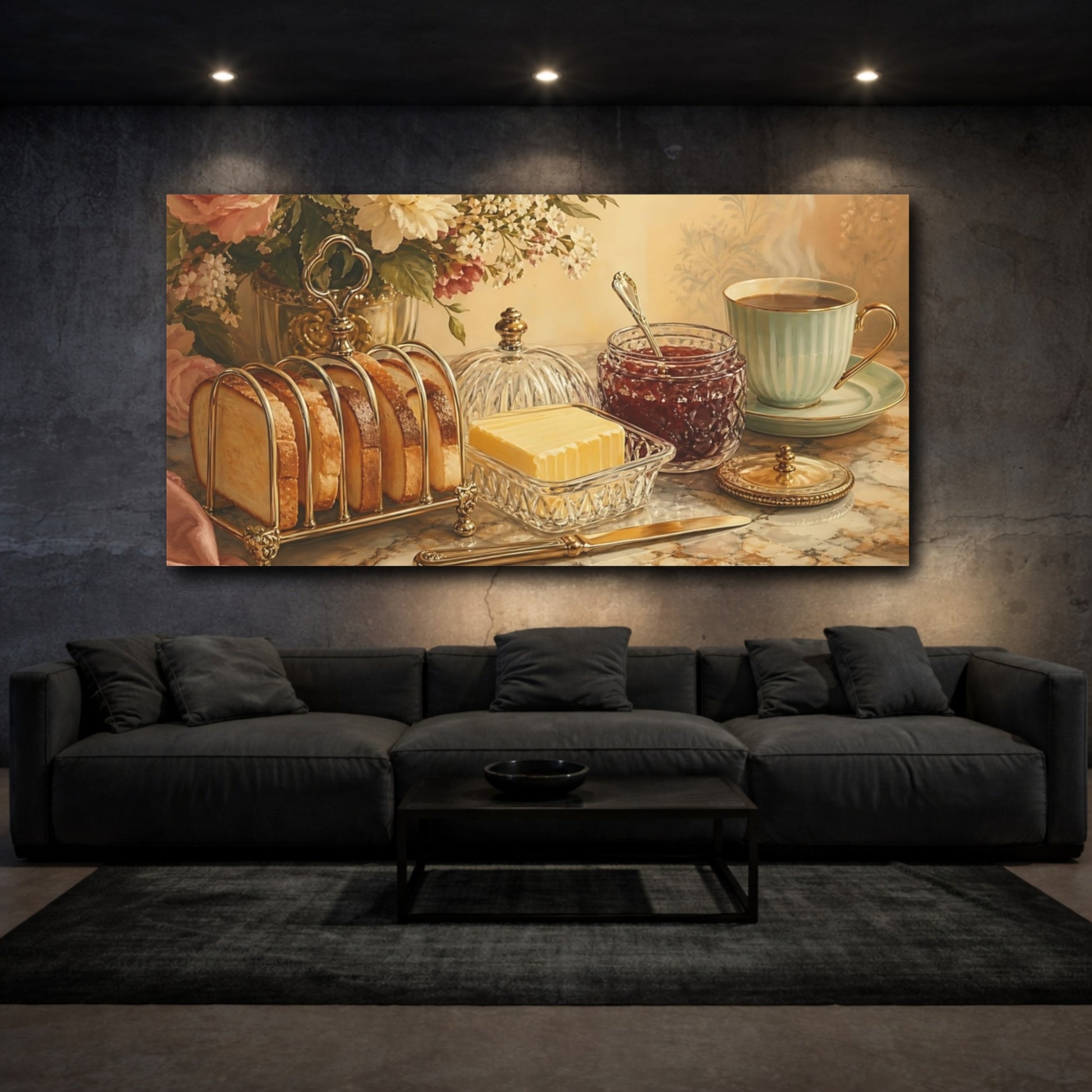 Mockup 3. Morning Tea And Toast shown as canvas print