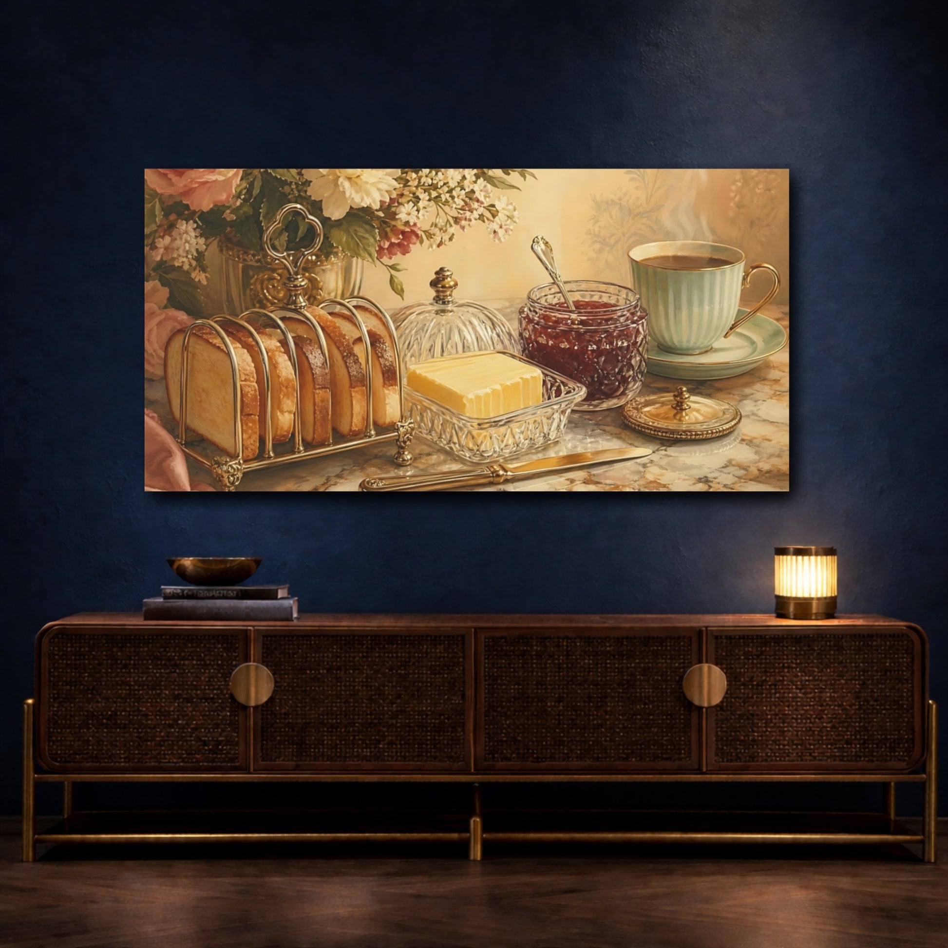 Mockup 4. Morning Tea And Toast shown as canvas print