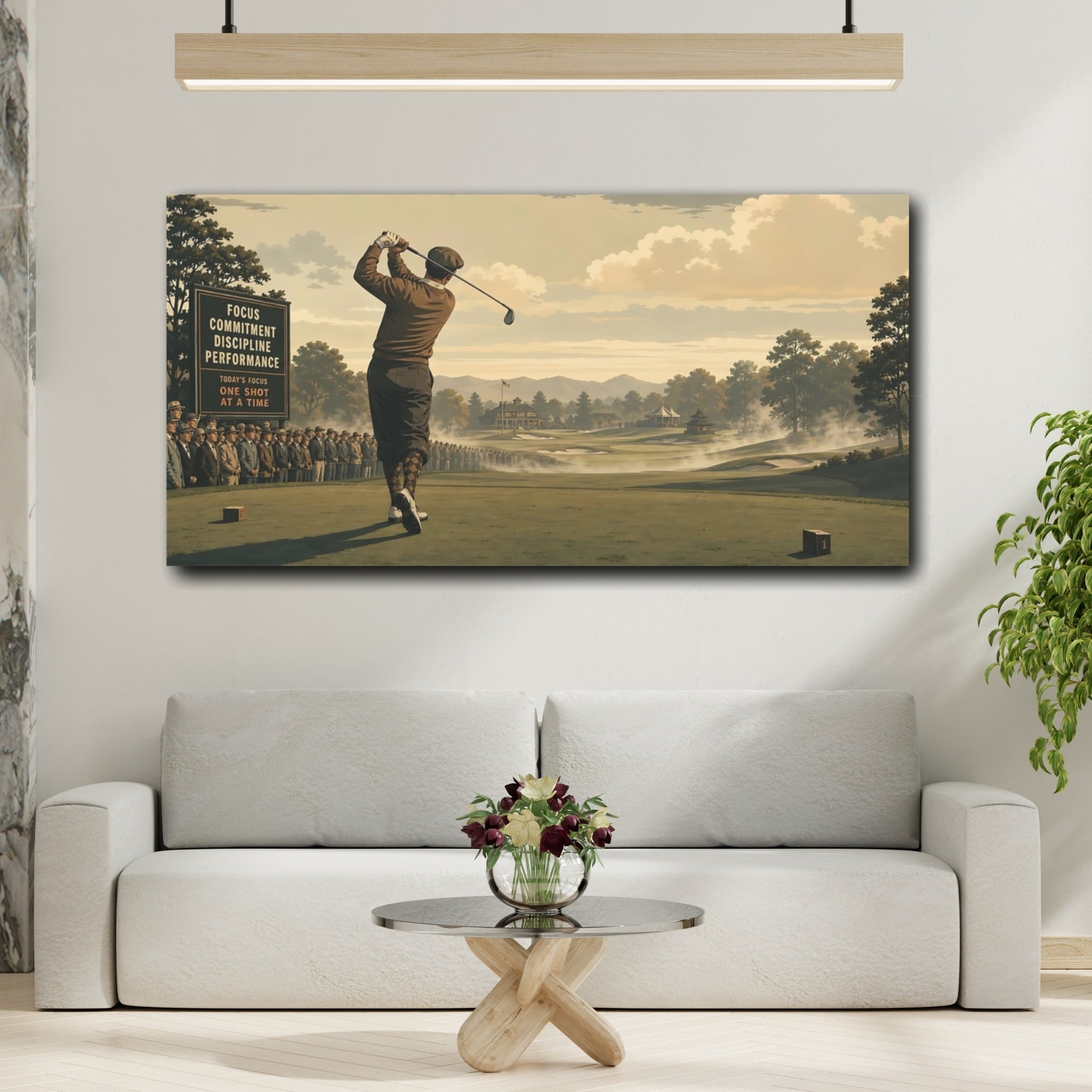Mockup 2. Morning Tee Shot shown as canvas print