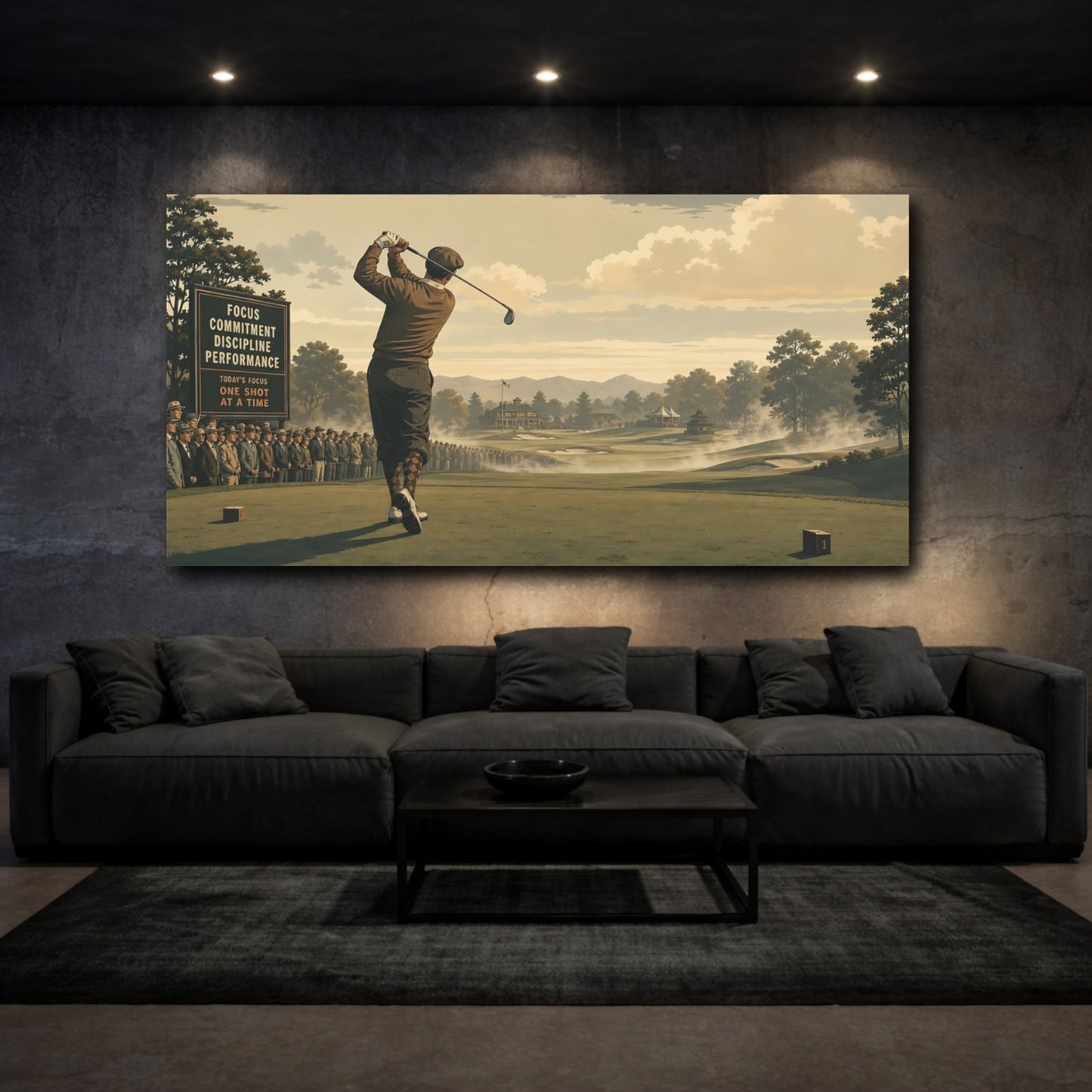 Mockup 3. Morning Tee Shot shown as canvas print