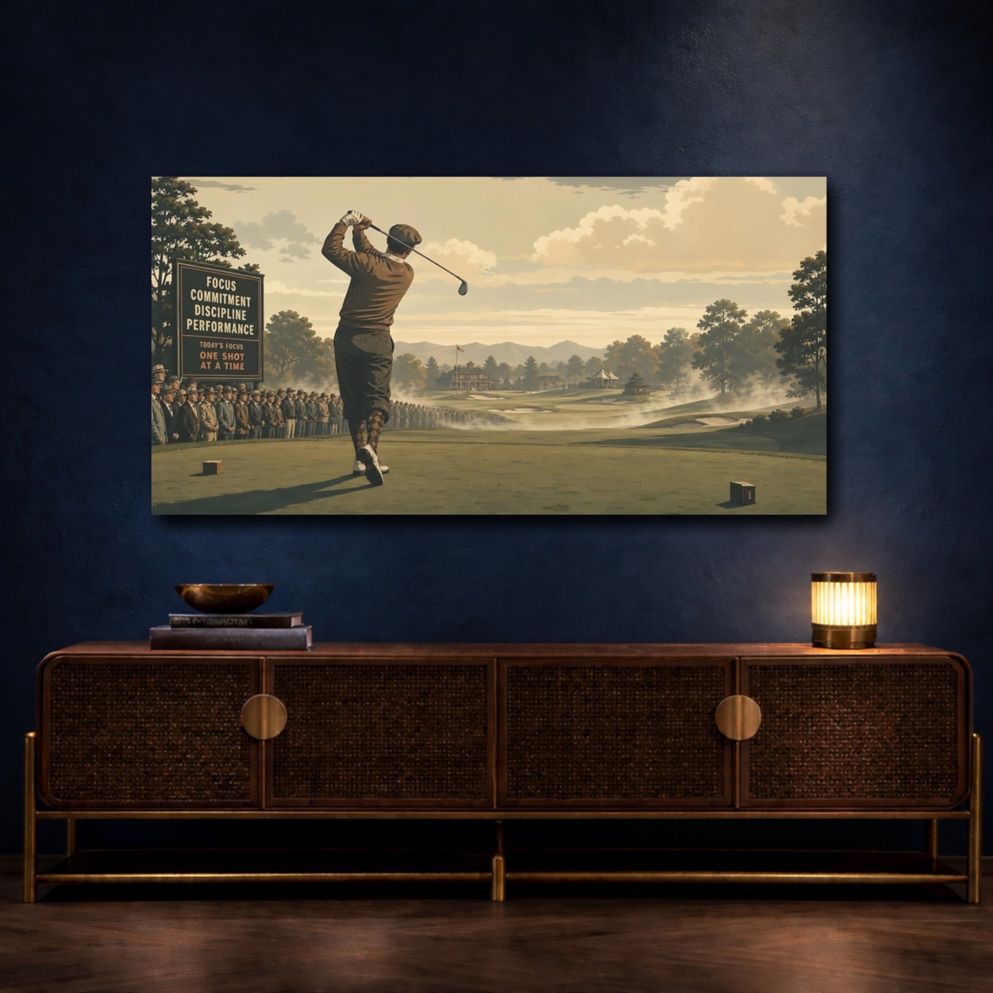 Mockup 4. Morning Tee Shot shown as canvas print