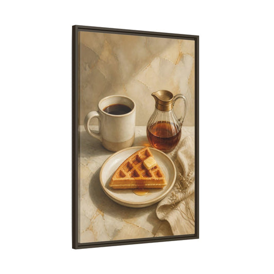 Main Mockup. Morning Waffle With Coffee shown as framed canvas print