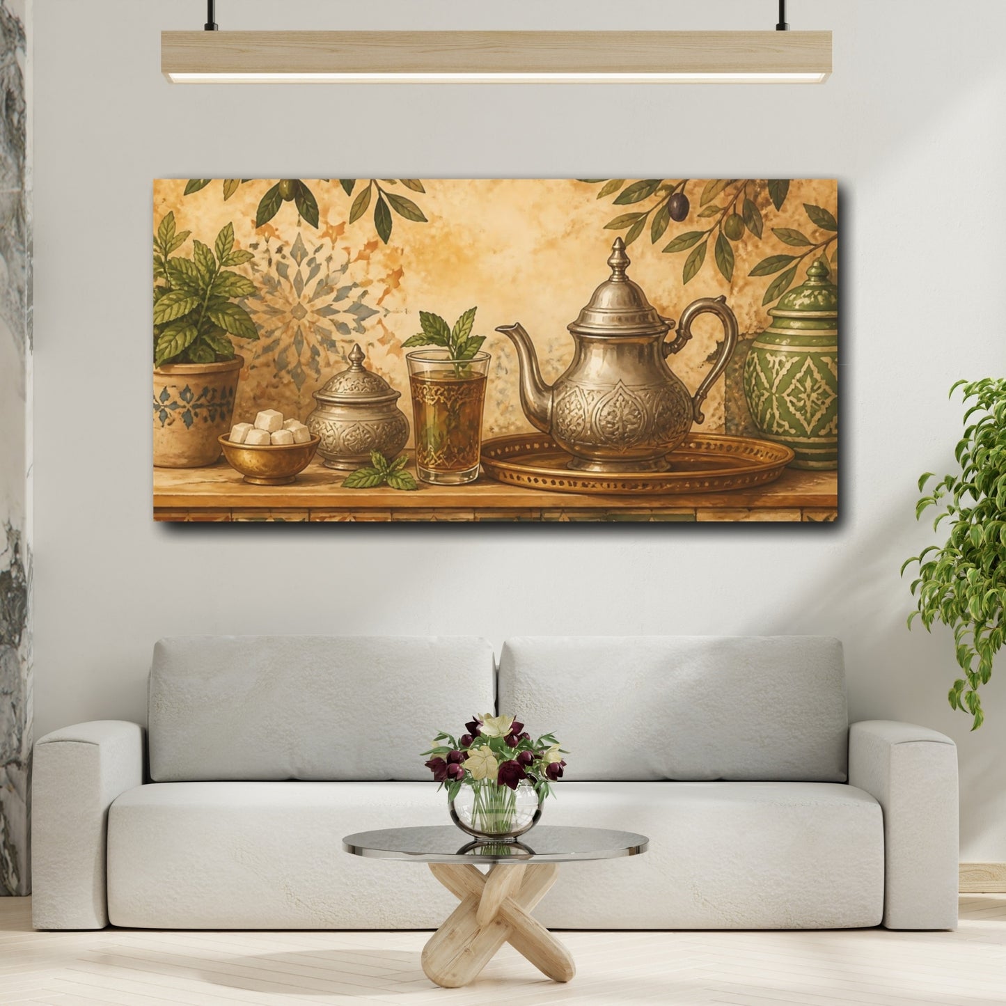 Mockup 2. Moroccan Mint Tea Still Life shown as canvas print