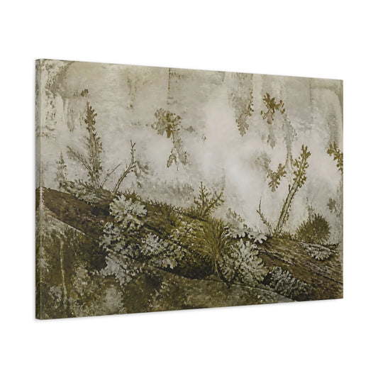 Main Mockup. Moss And Lichen On Branch shown as canvas print