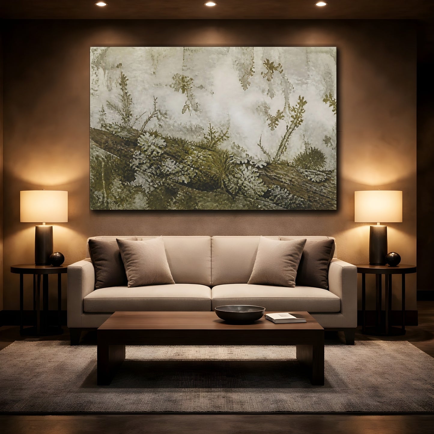 Mockup 2. Moss And Lichen On Branch shown as canvas print