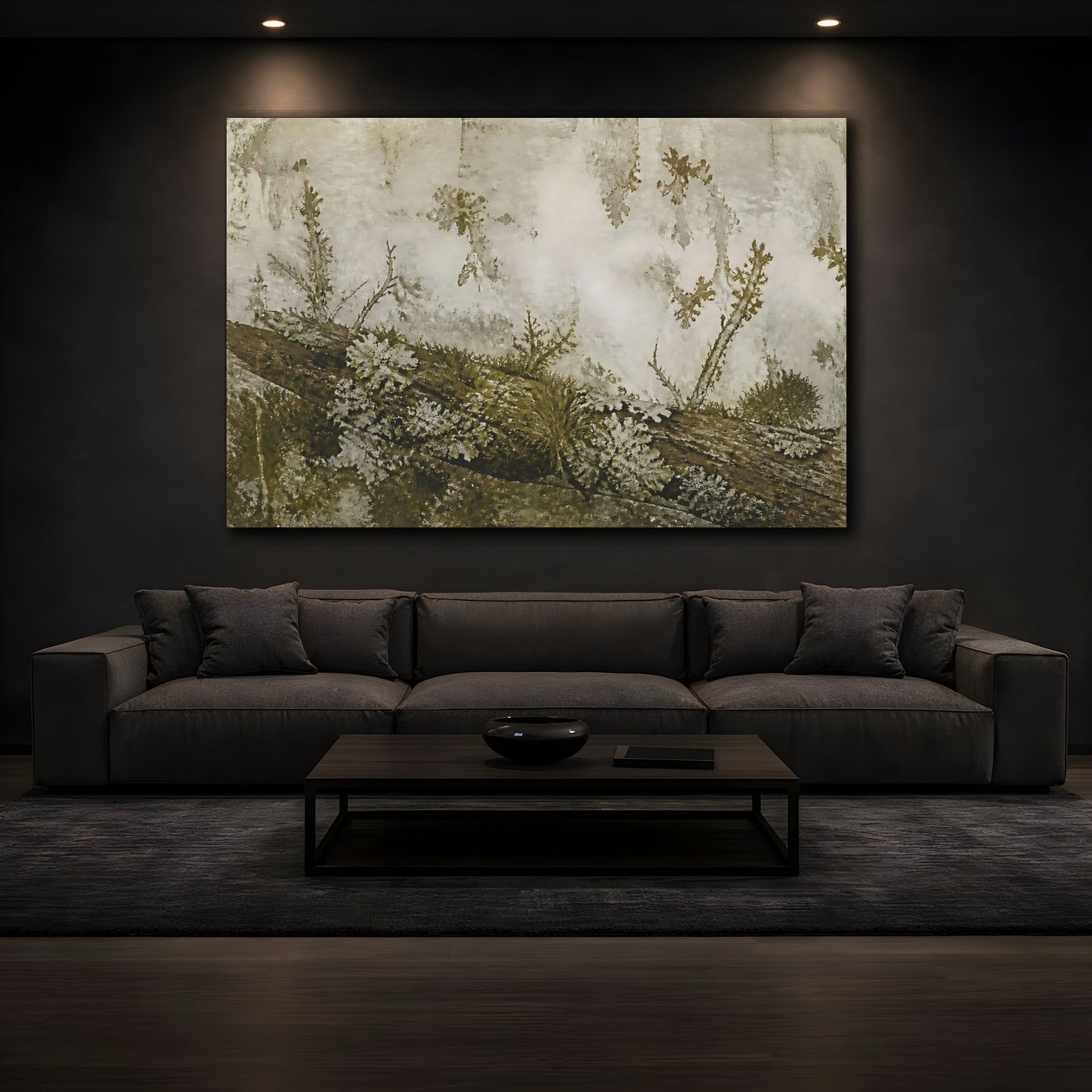 Mockup 3. Moss And Lichen On Branch shown as canvas print