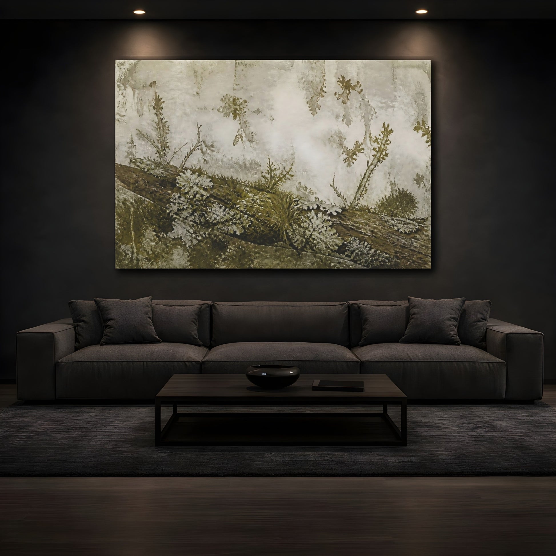 Mockup 3. Moss And Lichen On Branch shown as canvas print