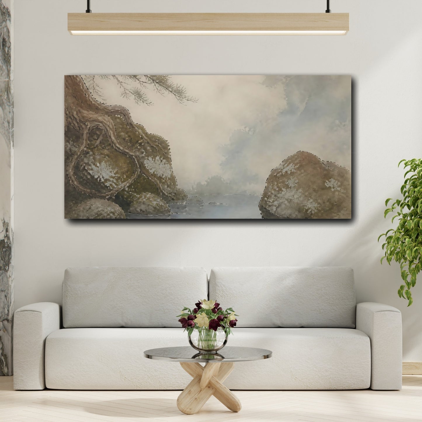 Mockup 2. Moss-Covered Stones shown as canvas print
