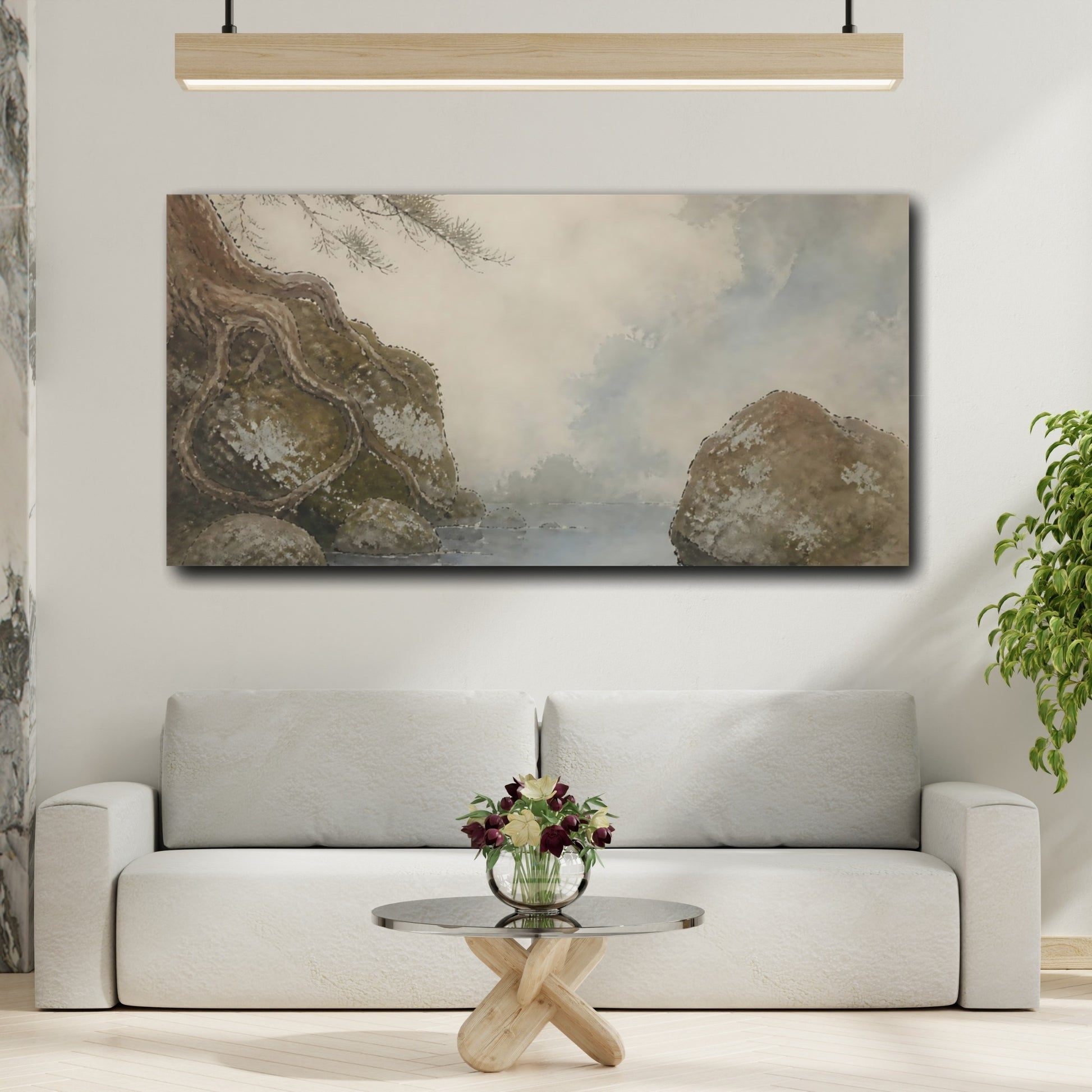 Mockup 2. Moss-Covered Stones shown as canvas print