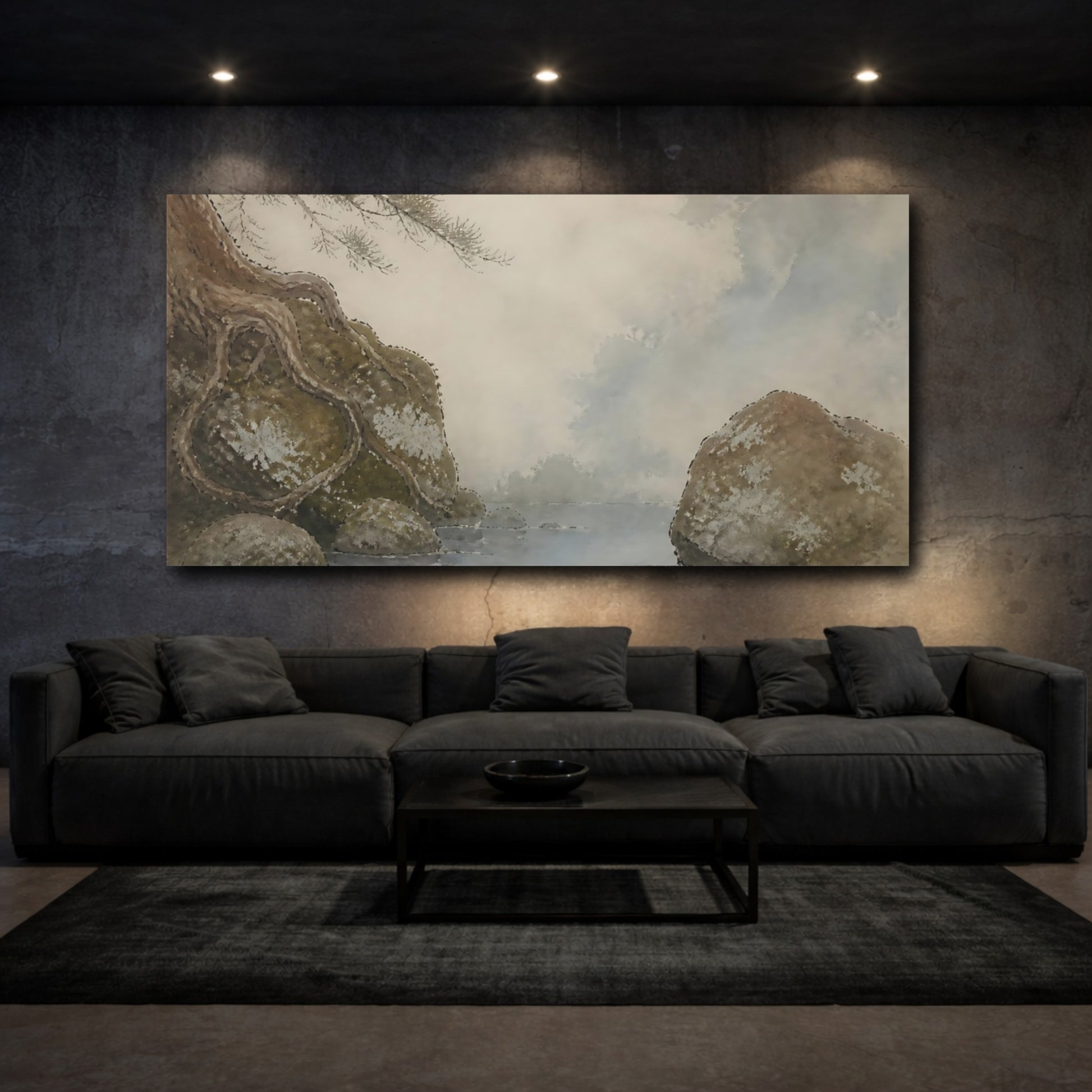 Mockup 3. Moss-Covered Stones shown as canvas print