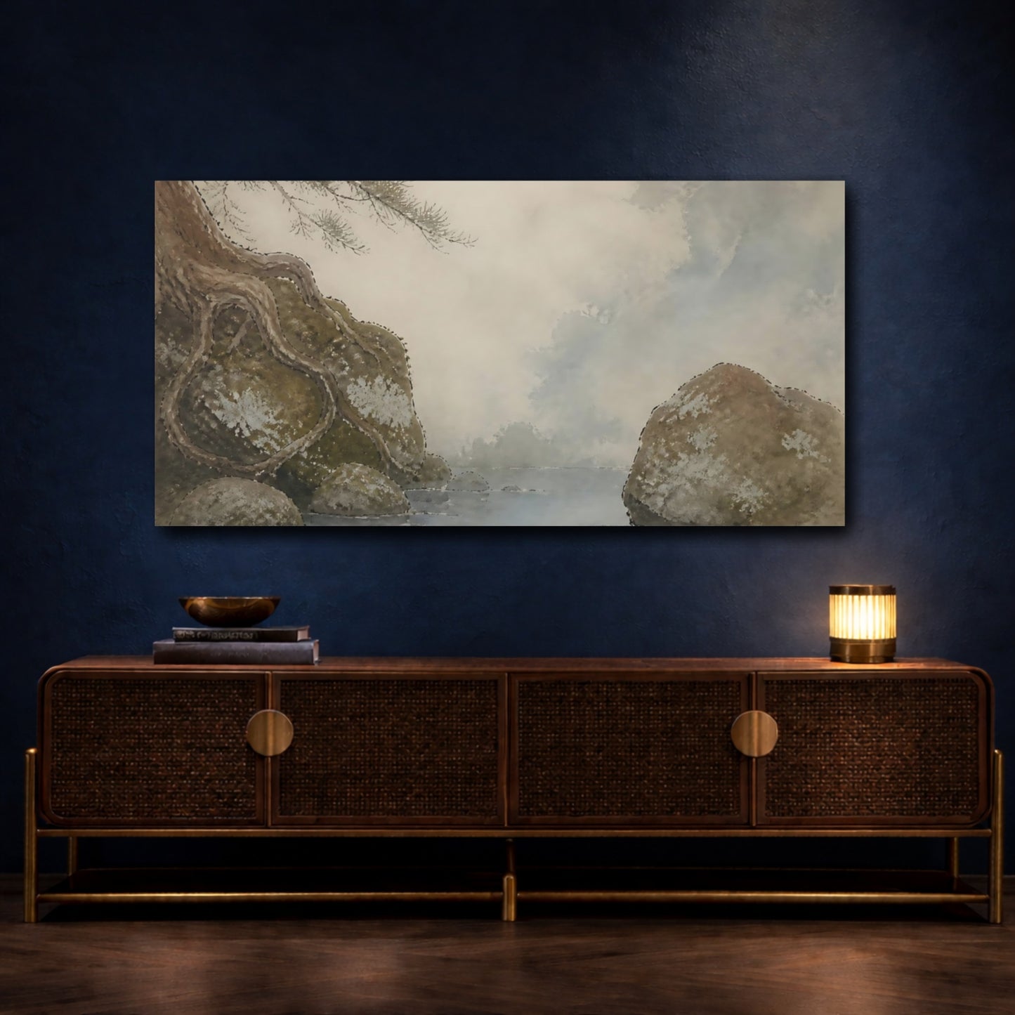 Mockup 4. Moss-Covered Stones shown as canvas print