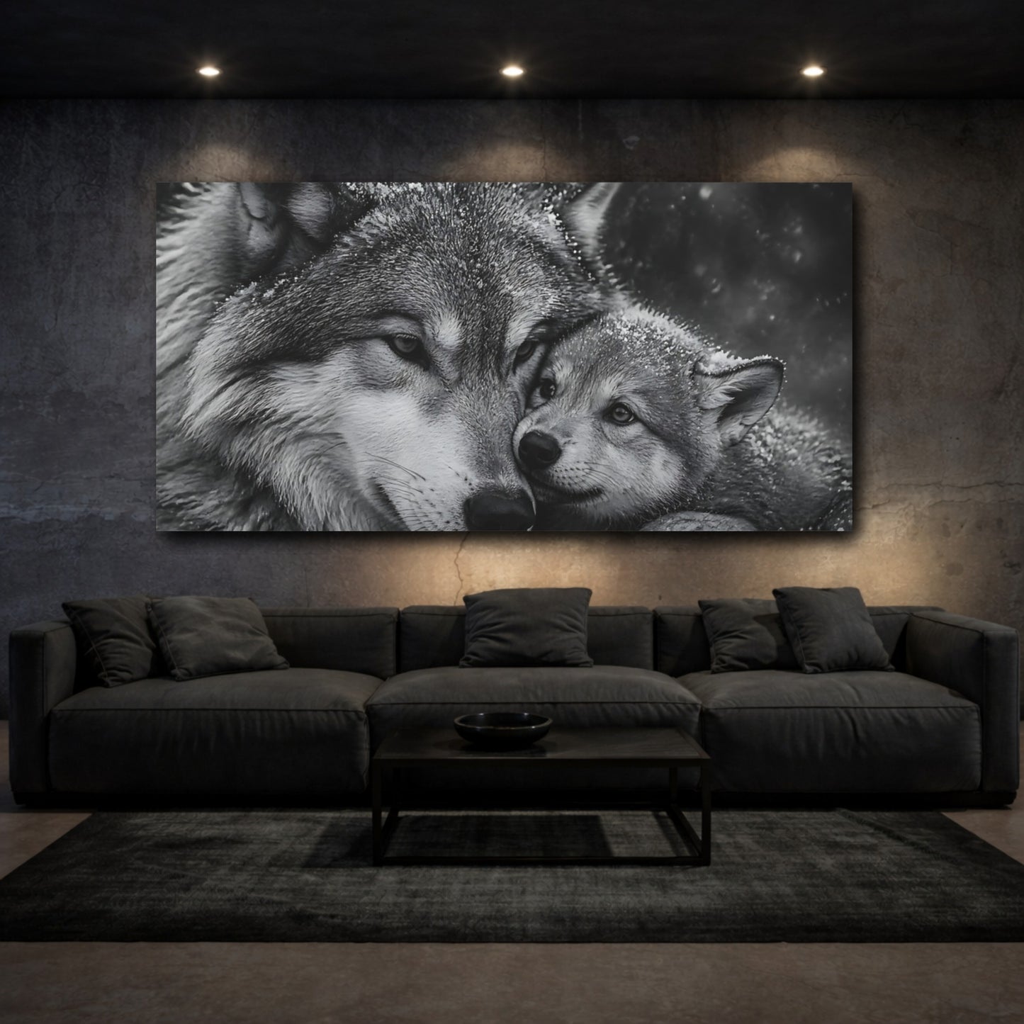 Mockup 3. Mother Wolf Embrace shown as canvas print