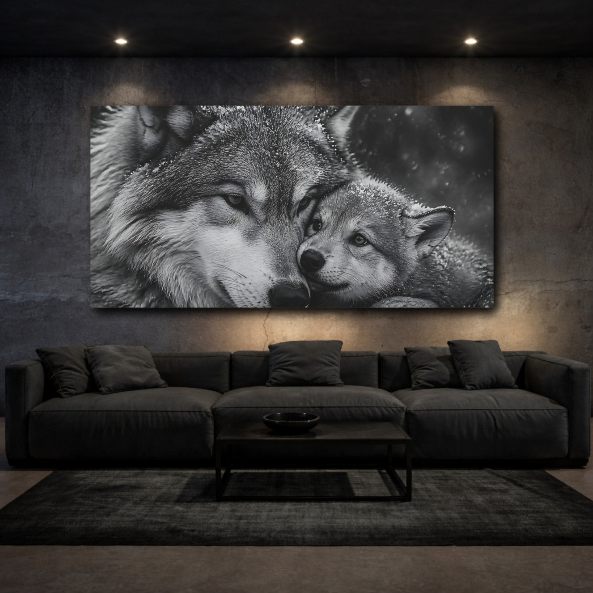 Mockup 3. Mother Wolf Embrace shown as canvas print