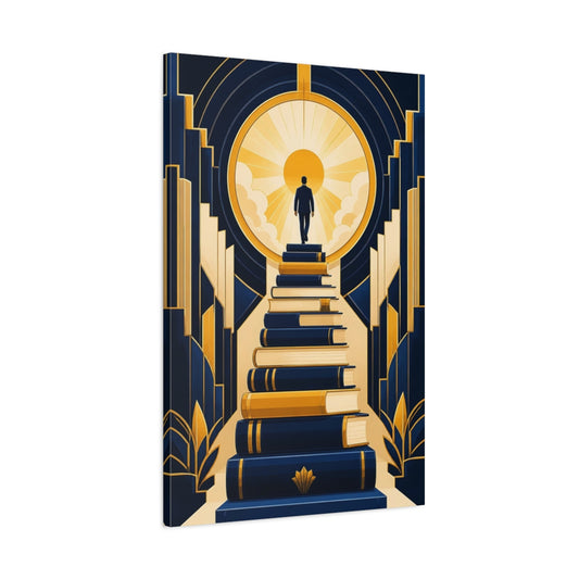 Main Mockup. Motivation Book Staircase shown as canvas print