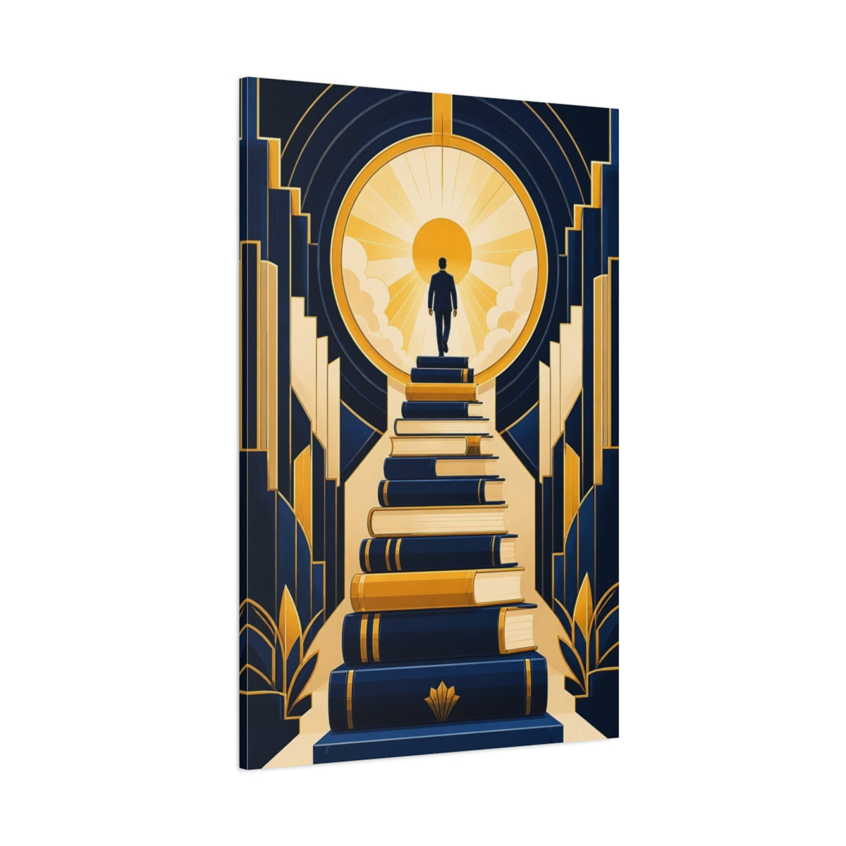 Side Mockup 1. Motivation Book Staircase shown as canvas print