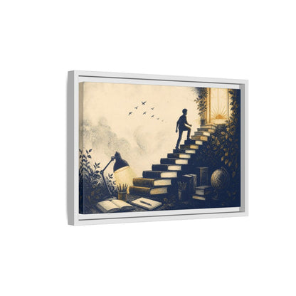 Side Mockup 4. Motivation Book Staircase shown as framed canvas print