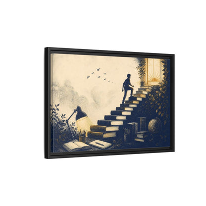 Side Mockup 3. Motivation Book Staircase shown as framed canvas print