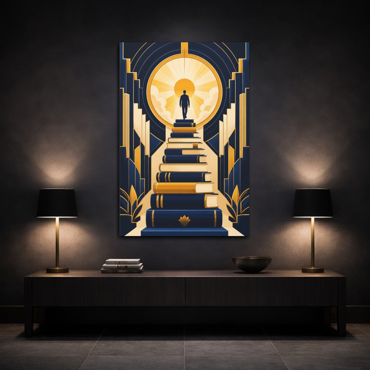 Mockup 3. Motivation Book Staircase shown as canvas print