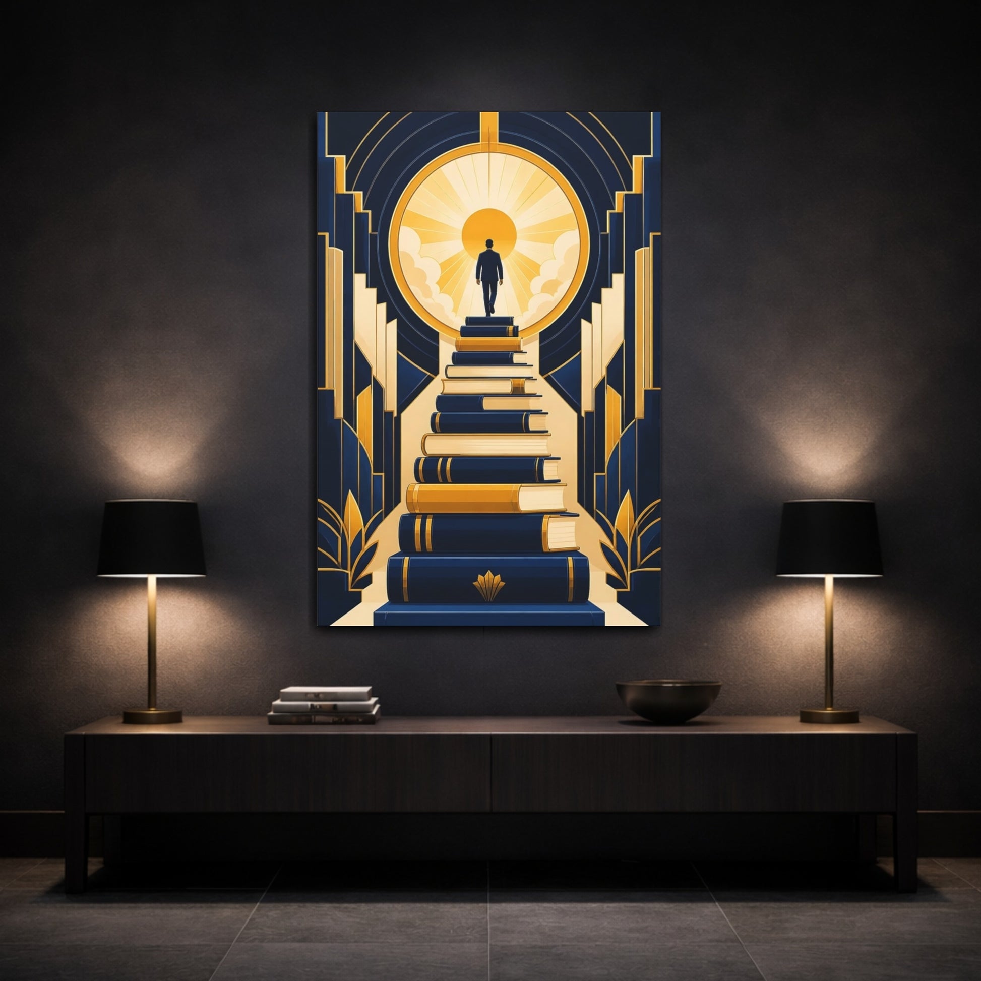 Mockup 3. Motivation Book Staircase shown as canvas print