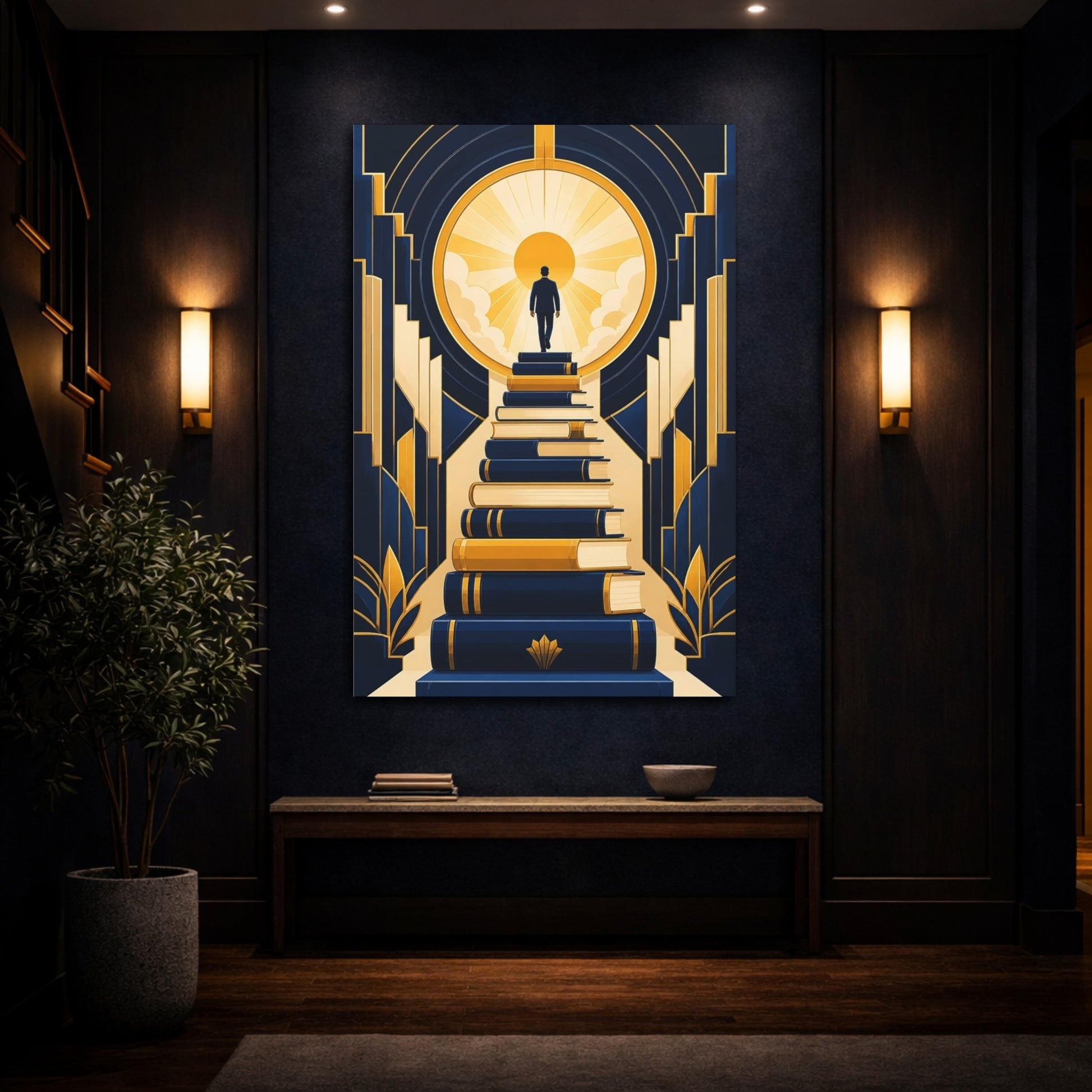 Mockup 4. Motivation Book Staircase shown as canvas print