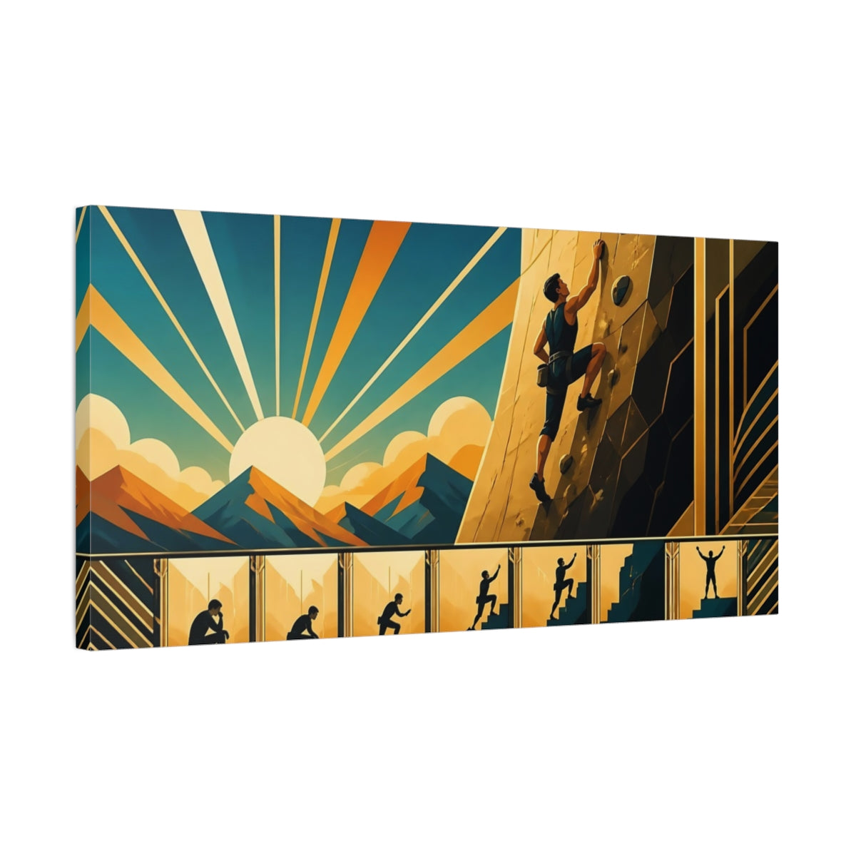 Side Mockup 1. Motivation: Climber Ascent shown as canvas print