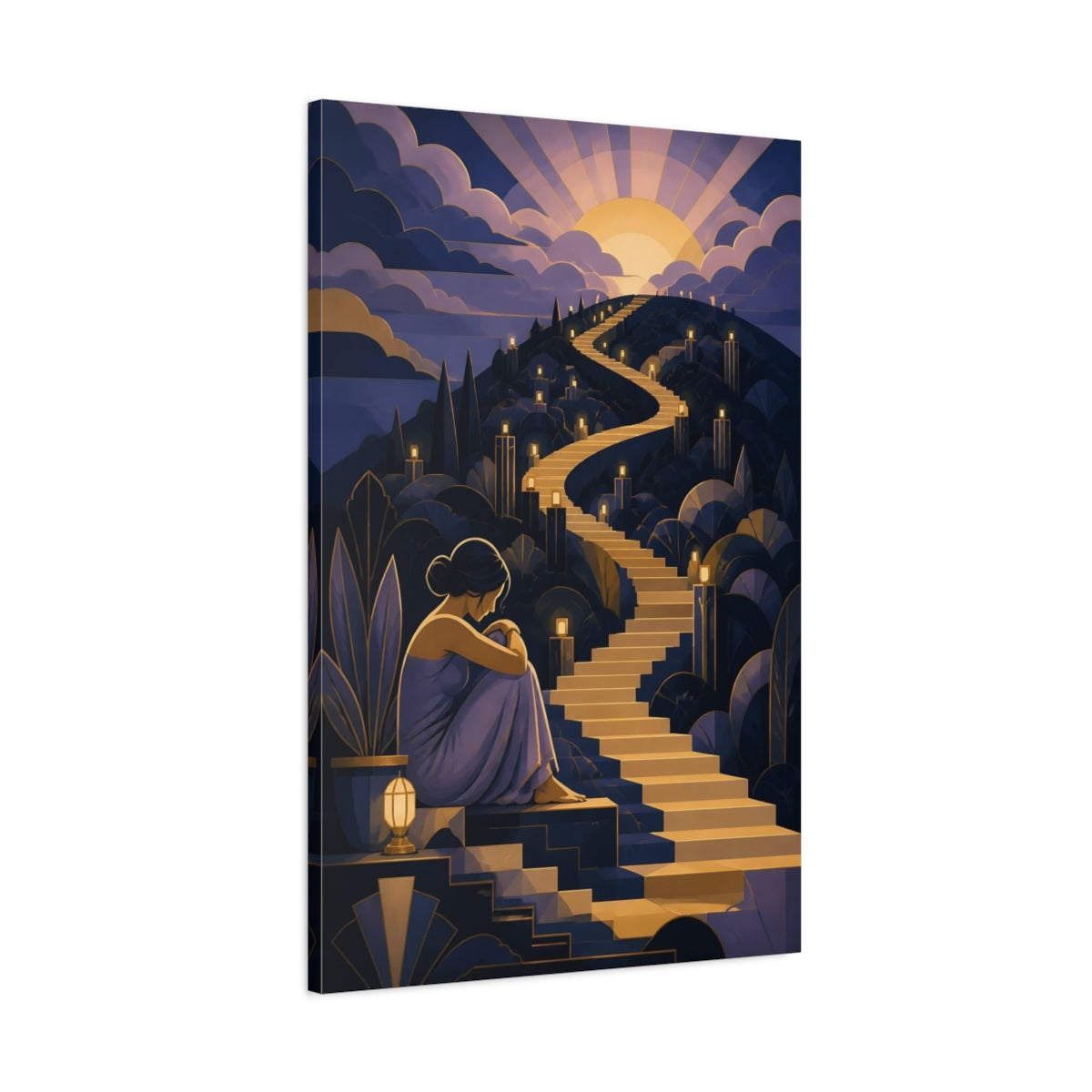 Main Mockup. Motivation Golden Staircase shown as canvas print